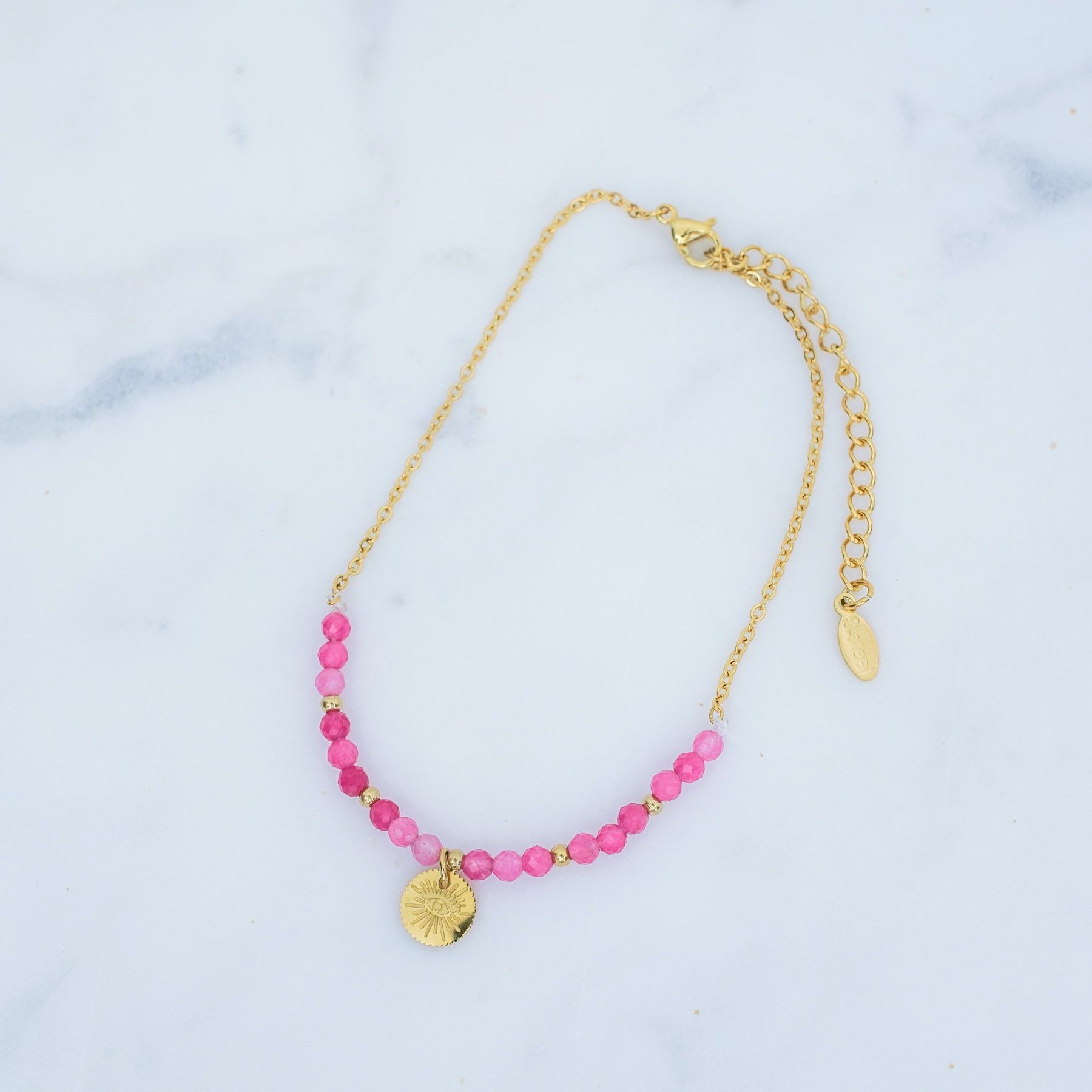 BALI ANKLET - GOLD & FUCHSIA ' - ' LEG