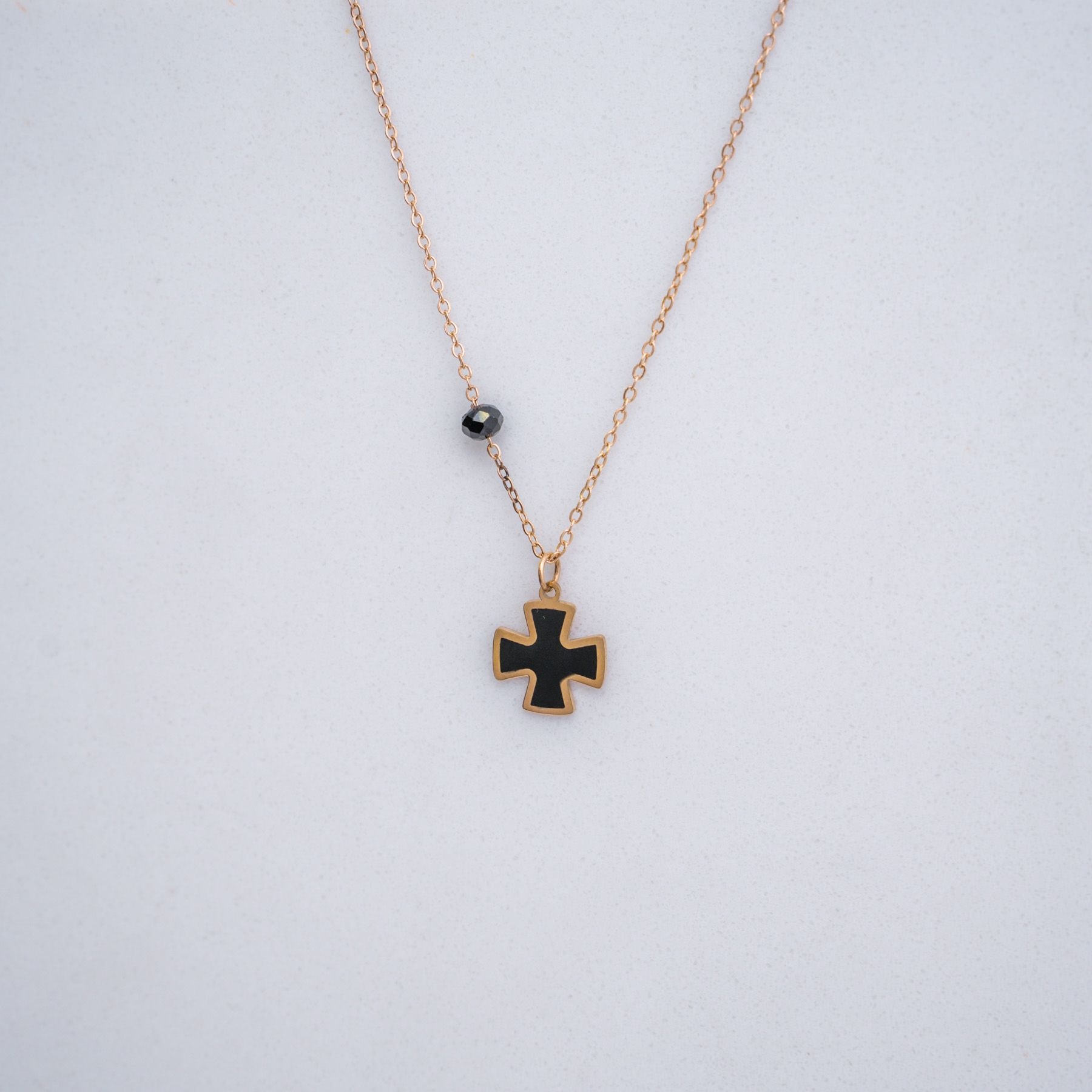 CROSS NECKLACE - ROSE GOLD ' - ' CROSSES