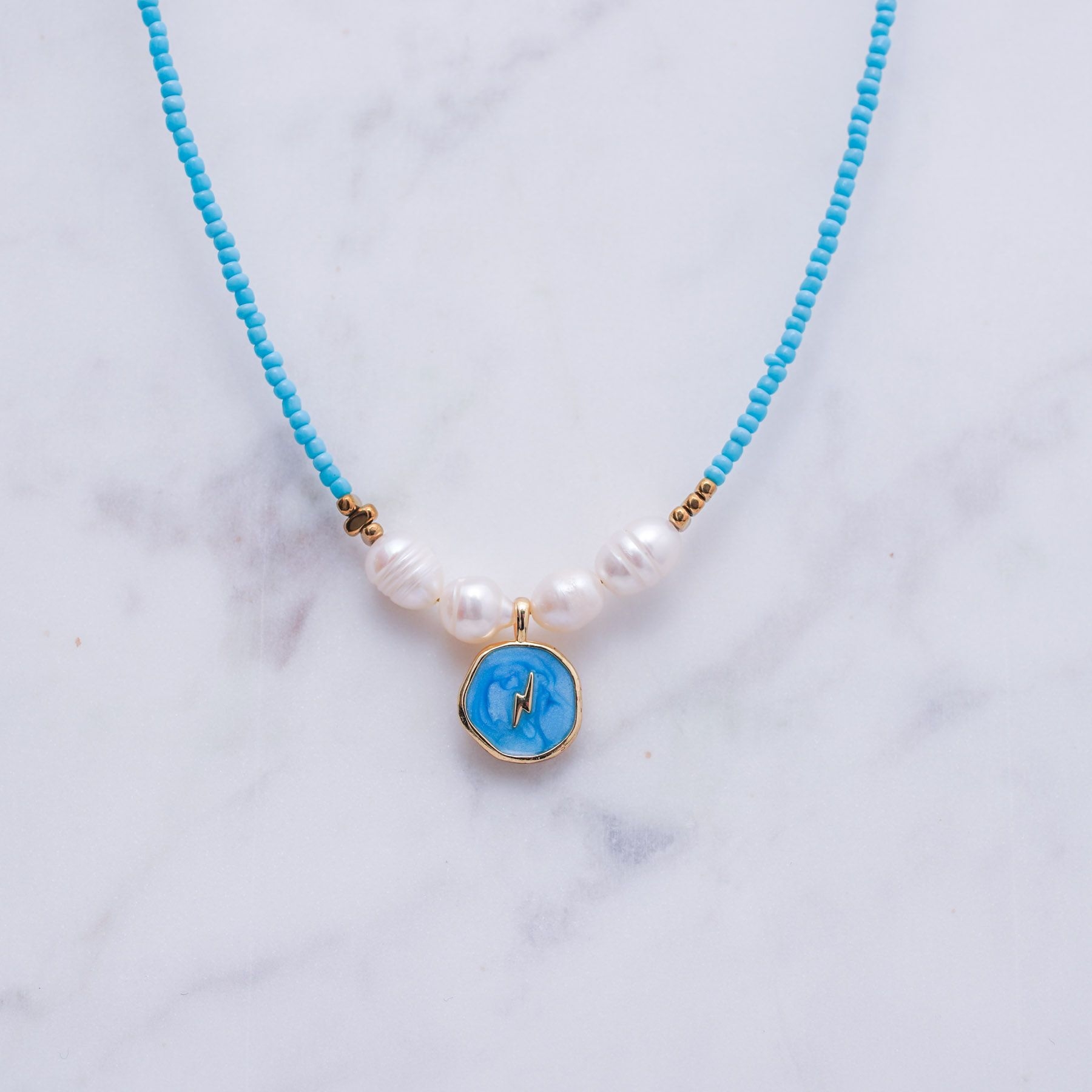 LIGHTNING NECKLACE - BLUE  ' - ' HANDMADE