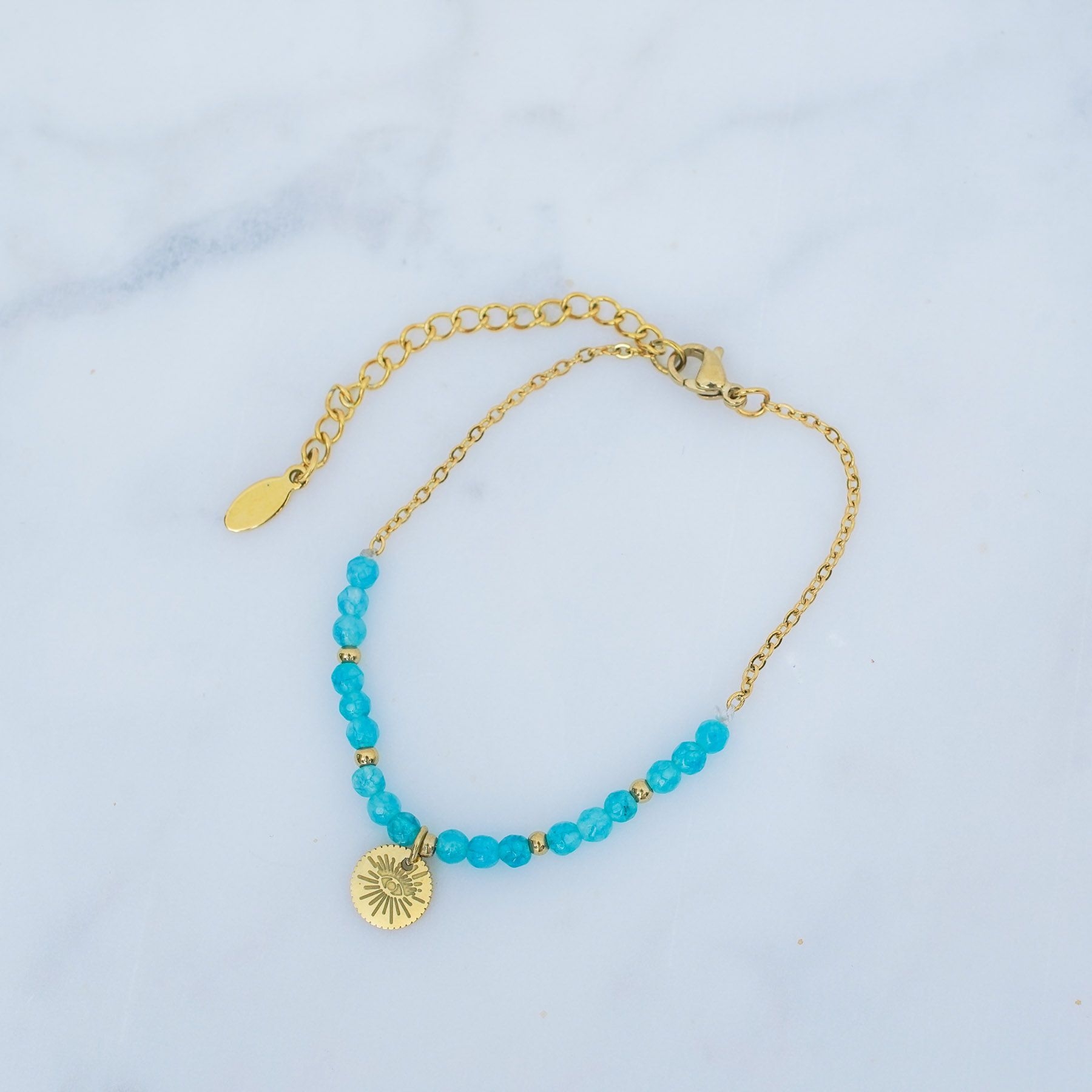 BALI ANKLET - GOLD & BLUE ' - ' LEG