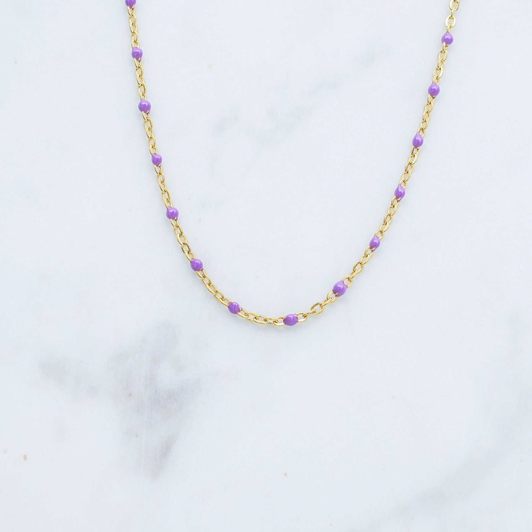 ROSE NECKLACE - GOLD & PURPLE ' - ' ROSE