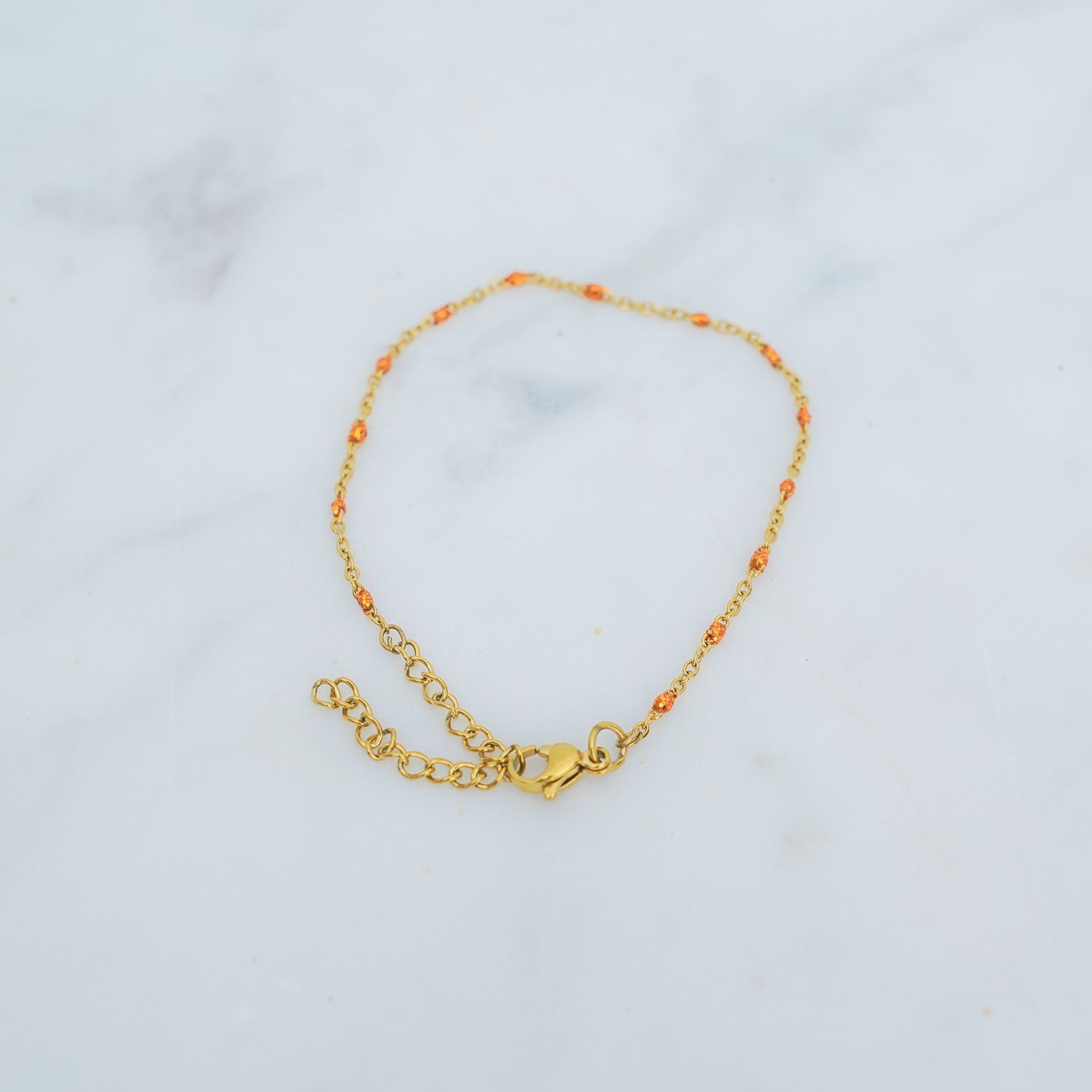 ROSE ANKLET - GOLD & GLITTER ORANGE ' - ' LEG