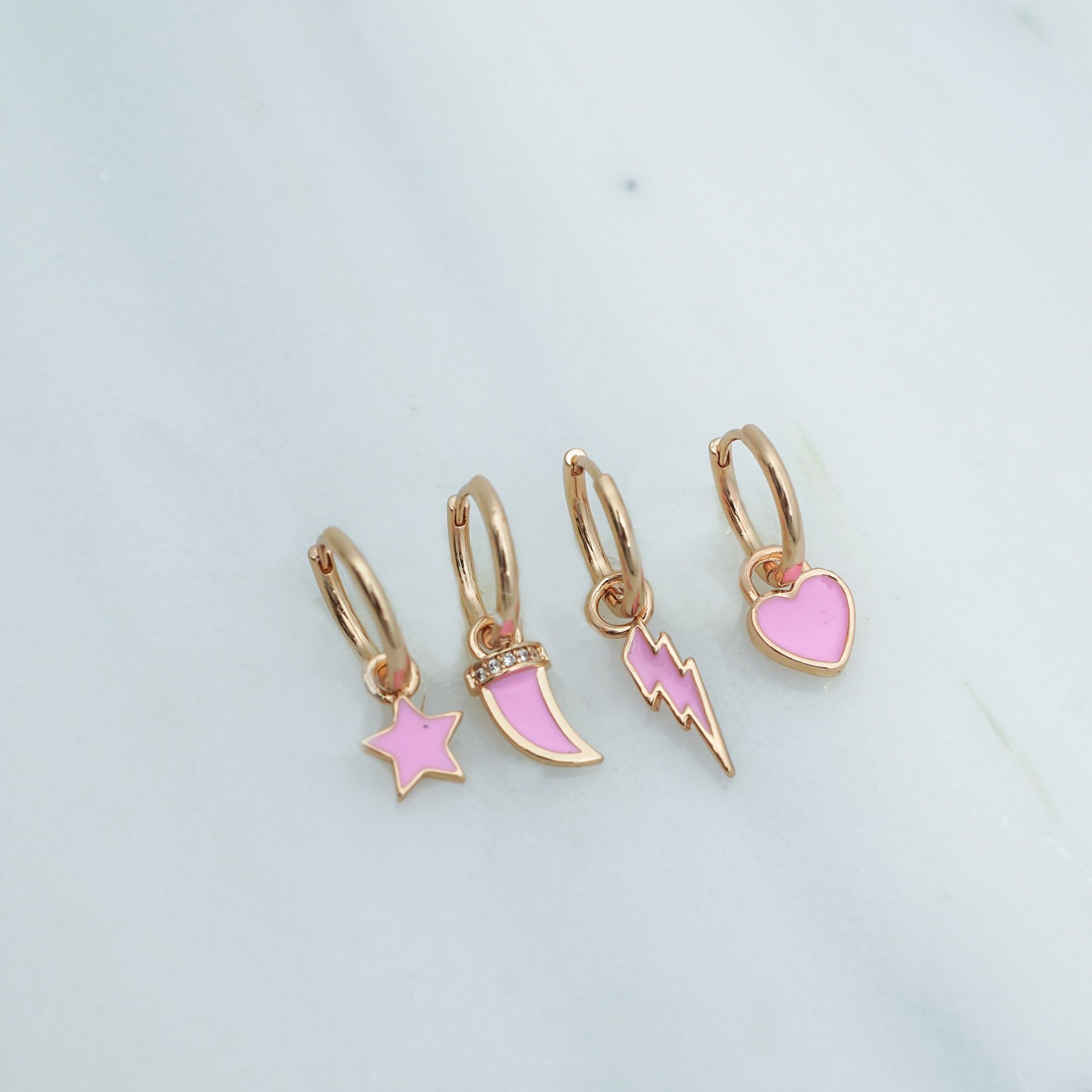 SUGAR SET OF FOUR EARRINGS - GOLD & PINK ' - ' FOUR PACK