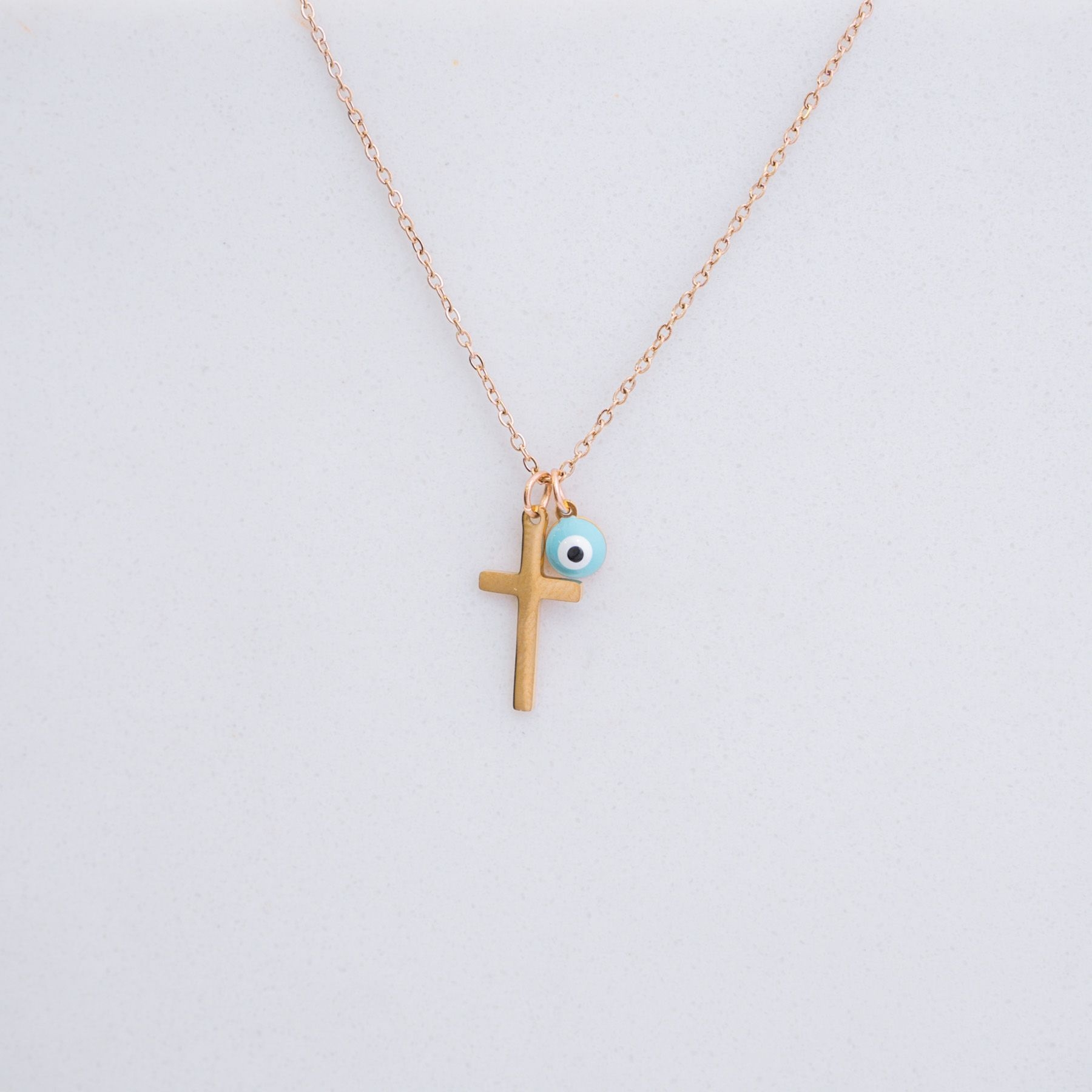 CROSS NECKLACE - ROSE GOLD ' - ' CROSSES