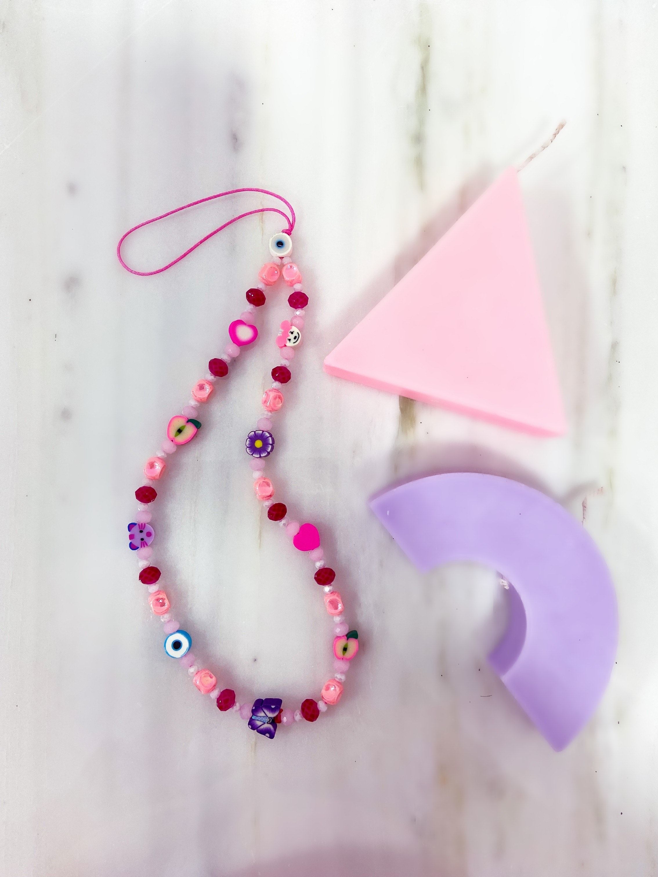 TROPICAL PARADISE PHONE STRAP - PINK ' - ' MOBILE CHAINS