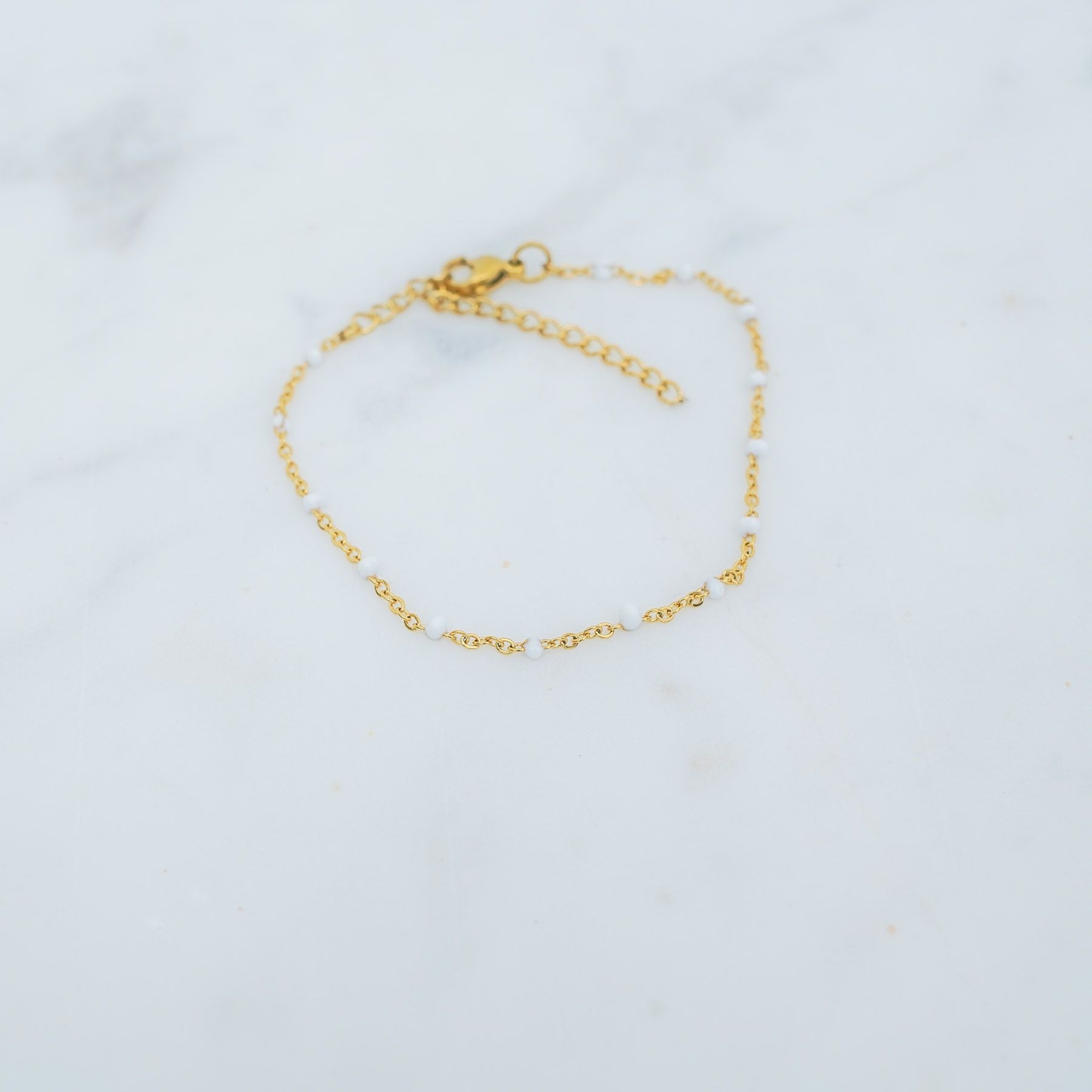 ROSE ANKLET -  GOLD & WHITE ' - ' LEG