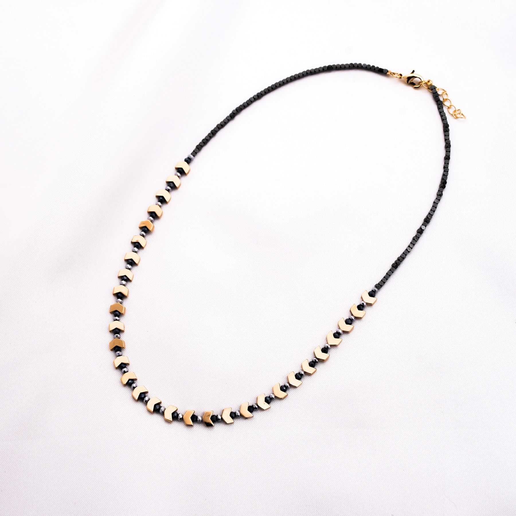 LYDIA NECKLACE - GREY & GOLD 