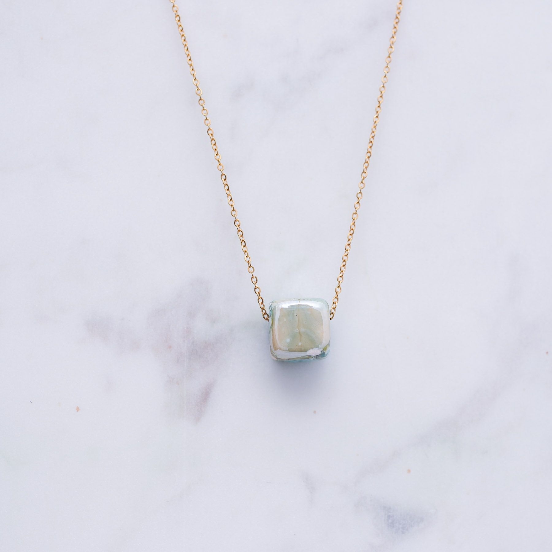 KIVOS NECKLACE - GOLD & MINT ' - ' CUBES