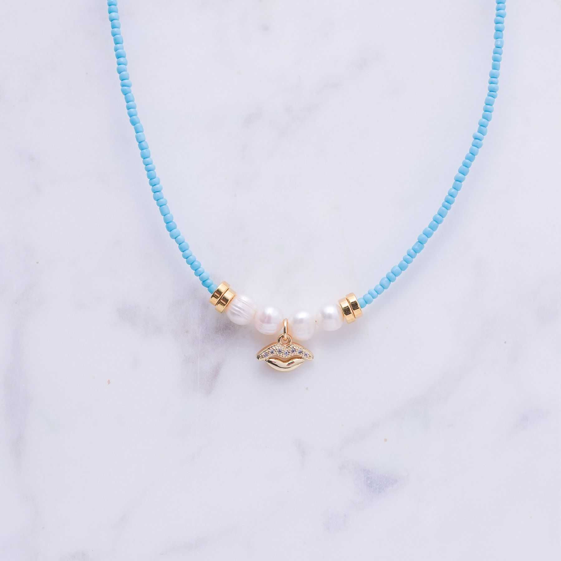 SALTY KISS NECKLACE - BLUE & GOLD