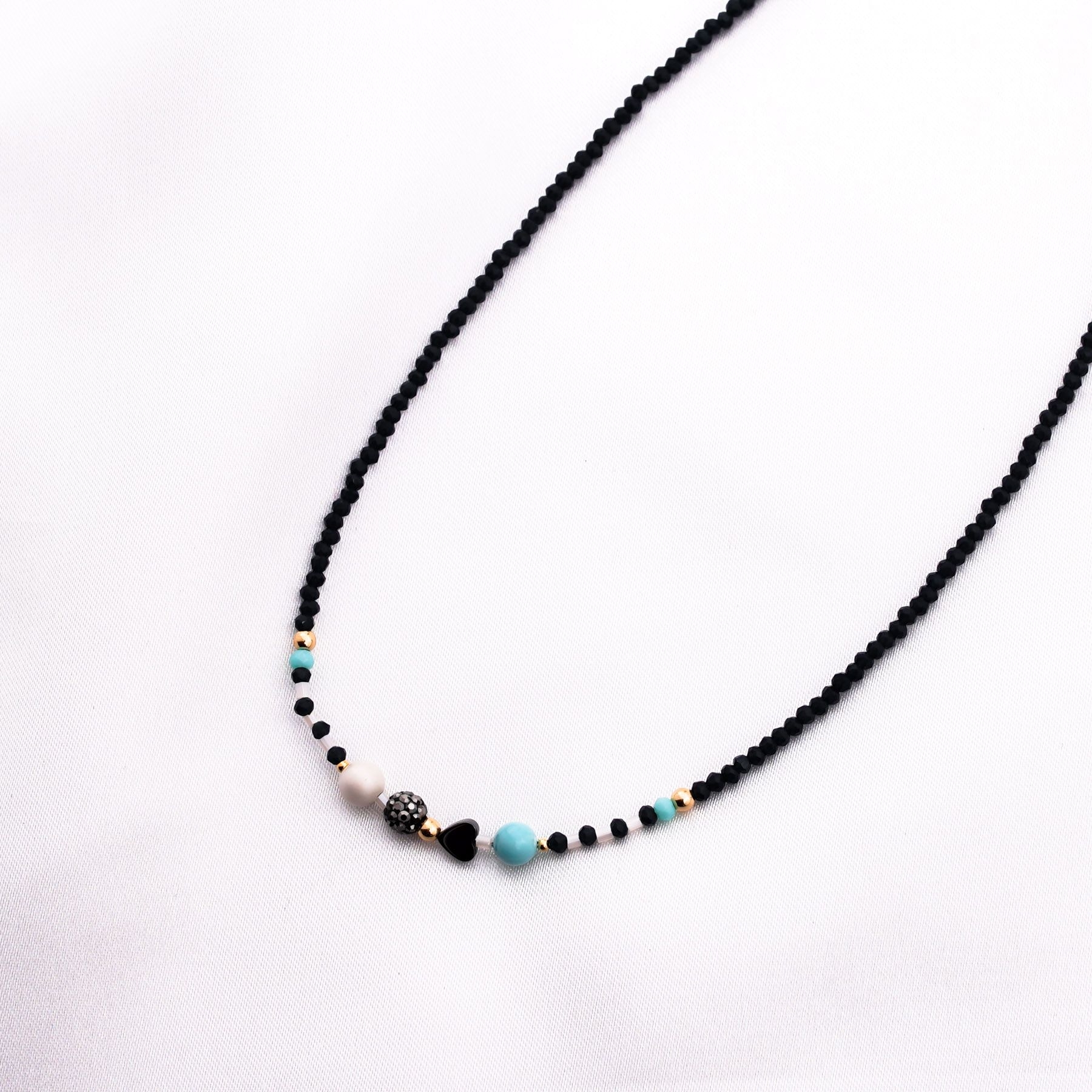 LAURA NECKLACE - BLUE & GOLD ' - ' HANDMADE