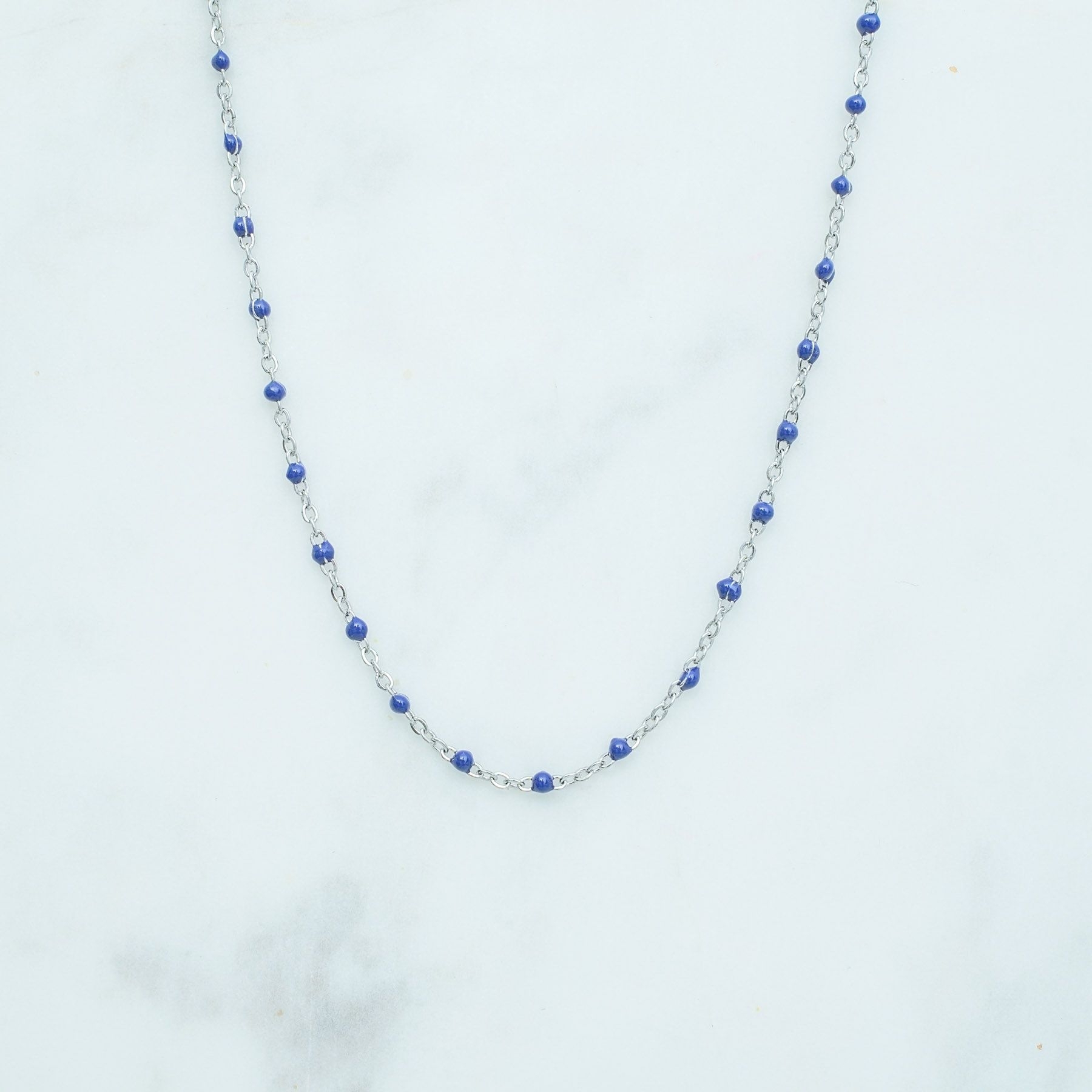 ROSE NECKLACE - SILVER &  BLUE ' - ' ROSE