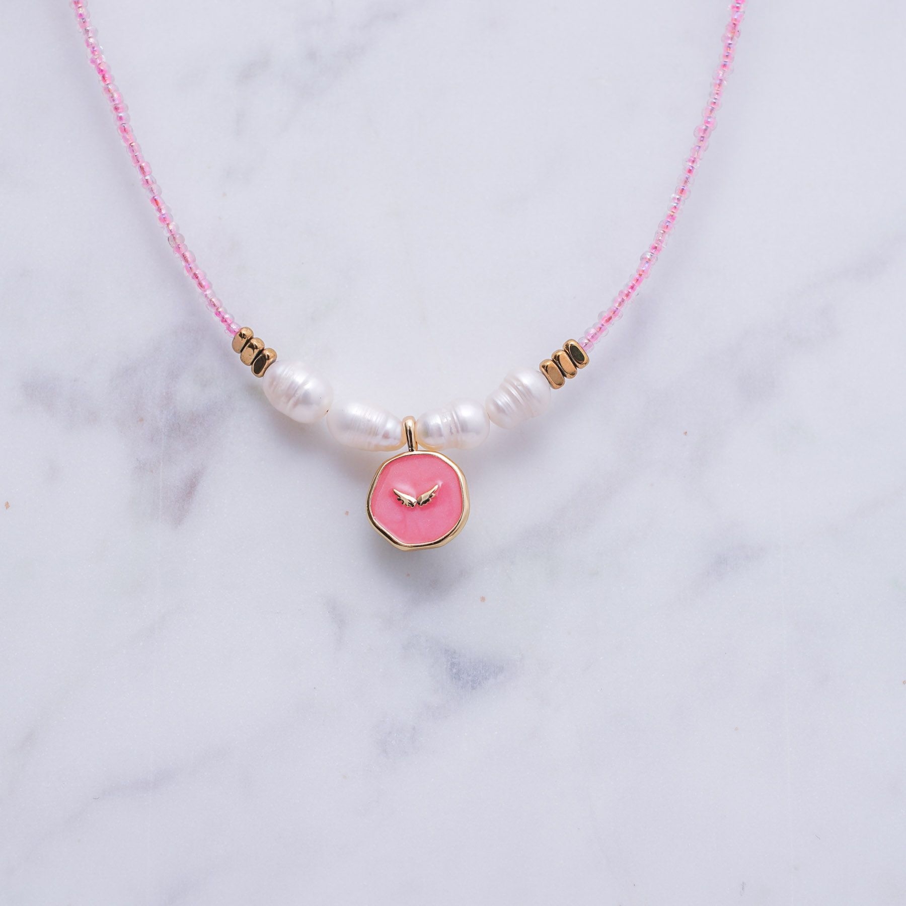 UP TO THE SKY NECKLACE - PINK ' - ' HANDMADE