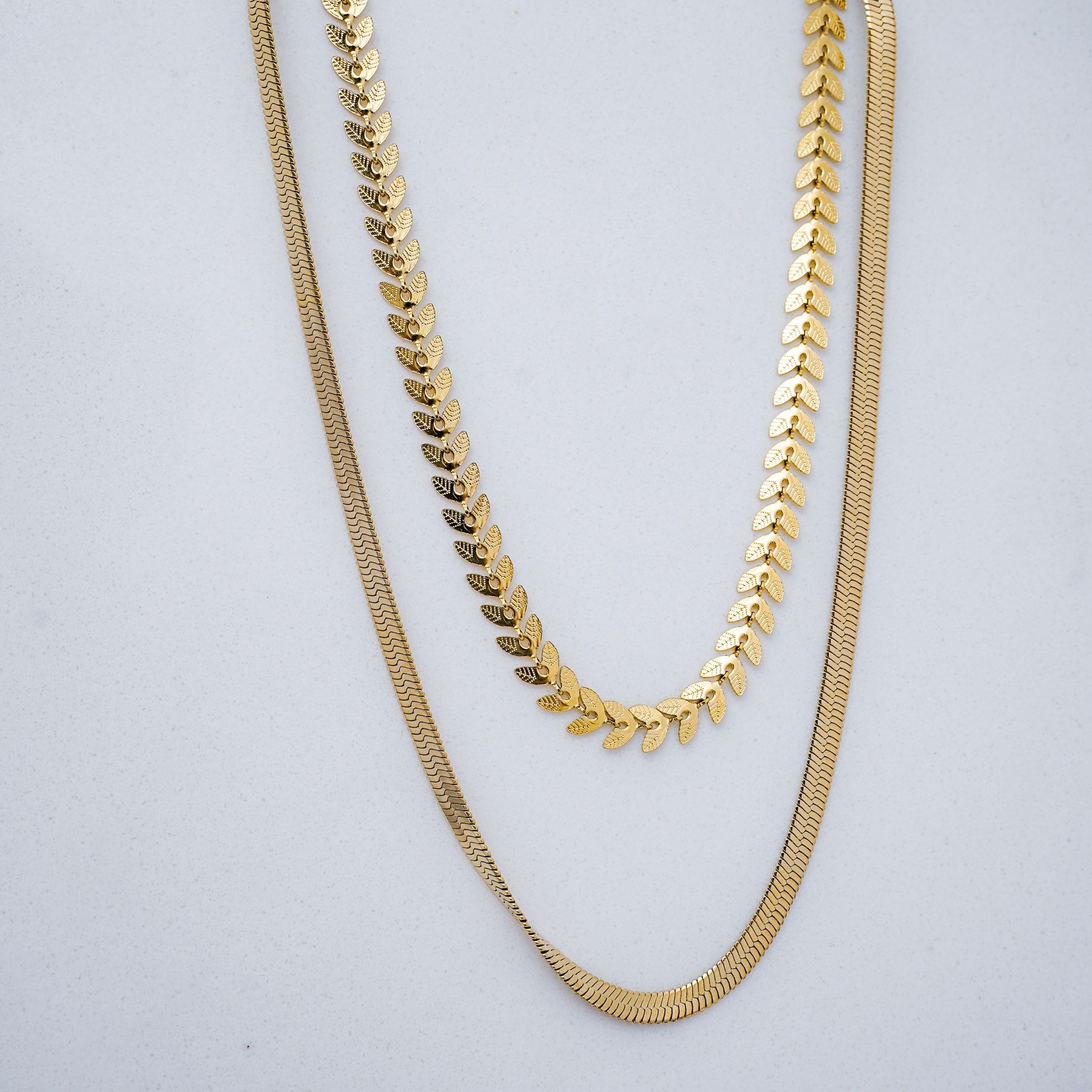 MERMAID TALE DOUBLE NECKLACE - GOLD ' - ' CHAINS