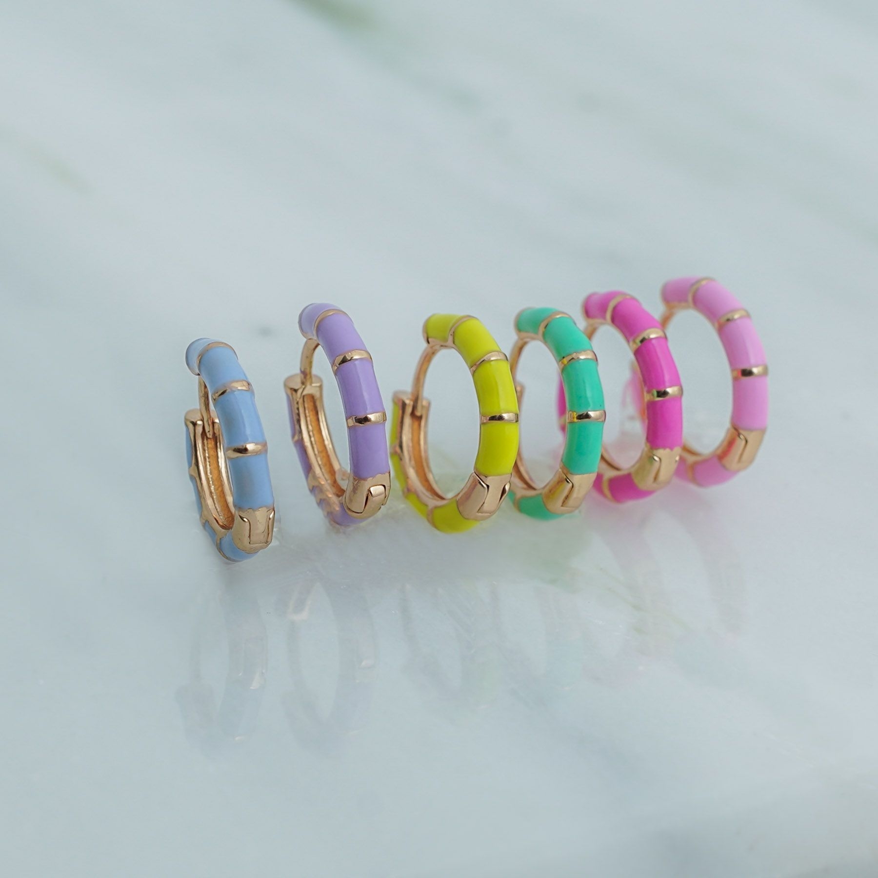 COLOURFUL MOOD SET OF SIX EARRINGS  - GOLD ' - ' SIX PACK