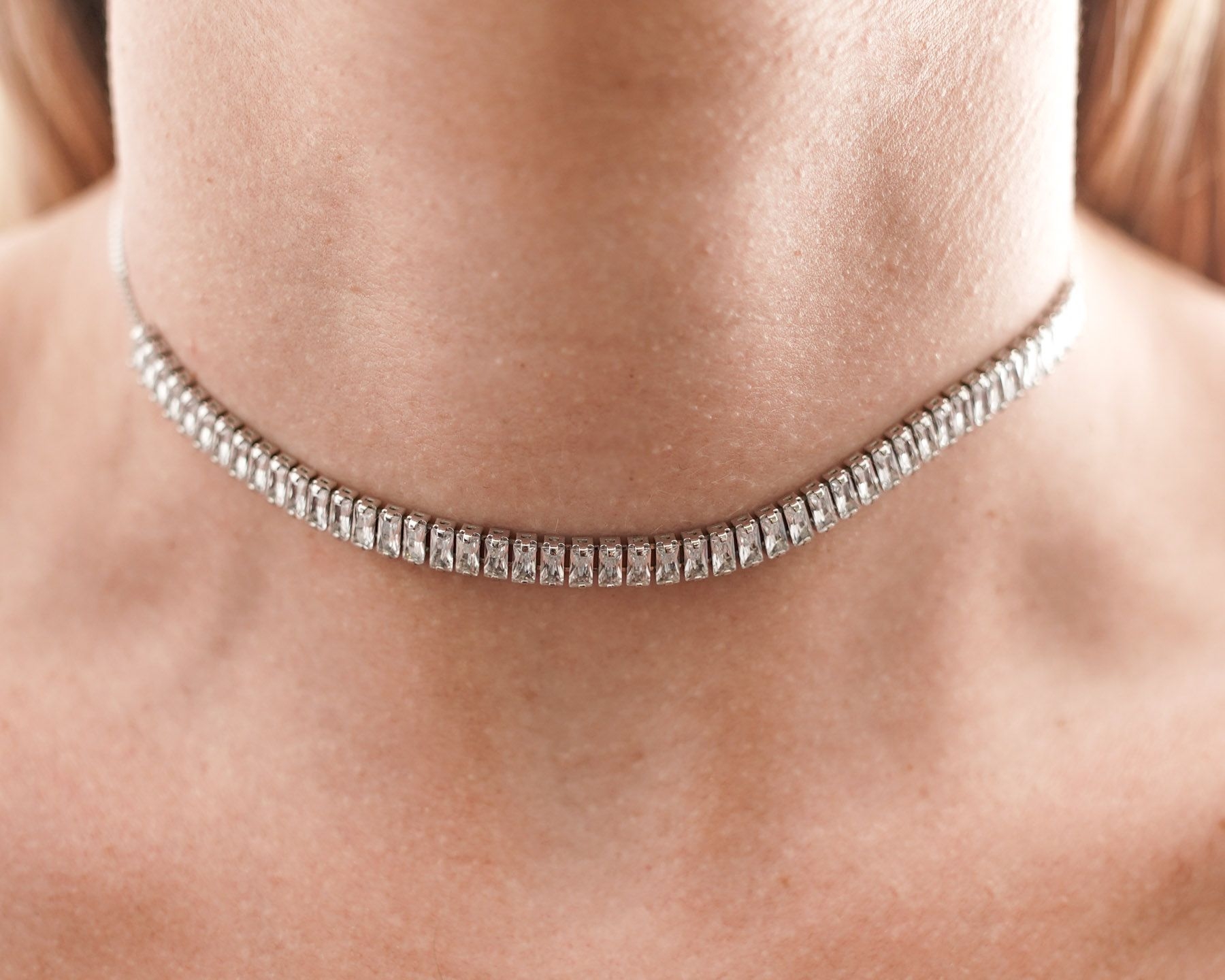 LILLIAN CHOKER NECKLACE - SILVER ' - ' CHOKER