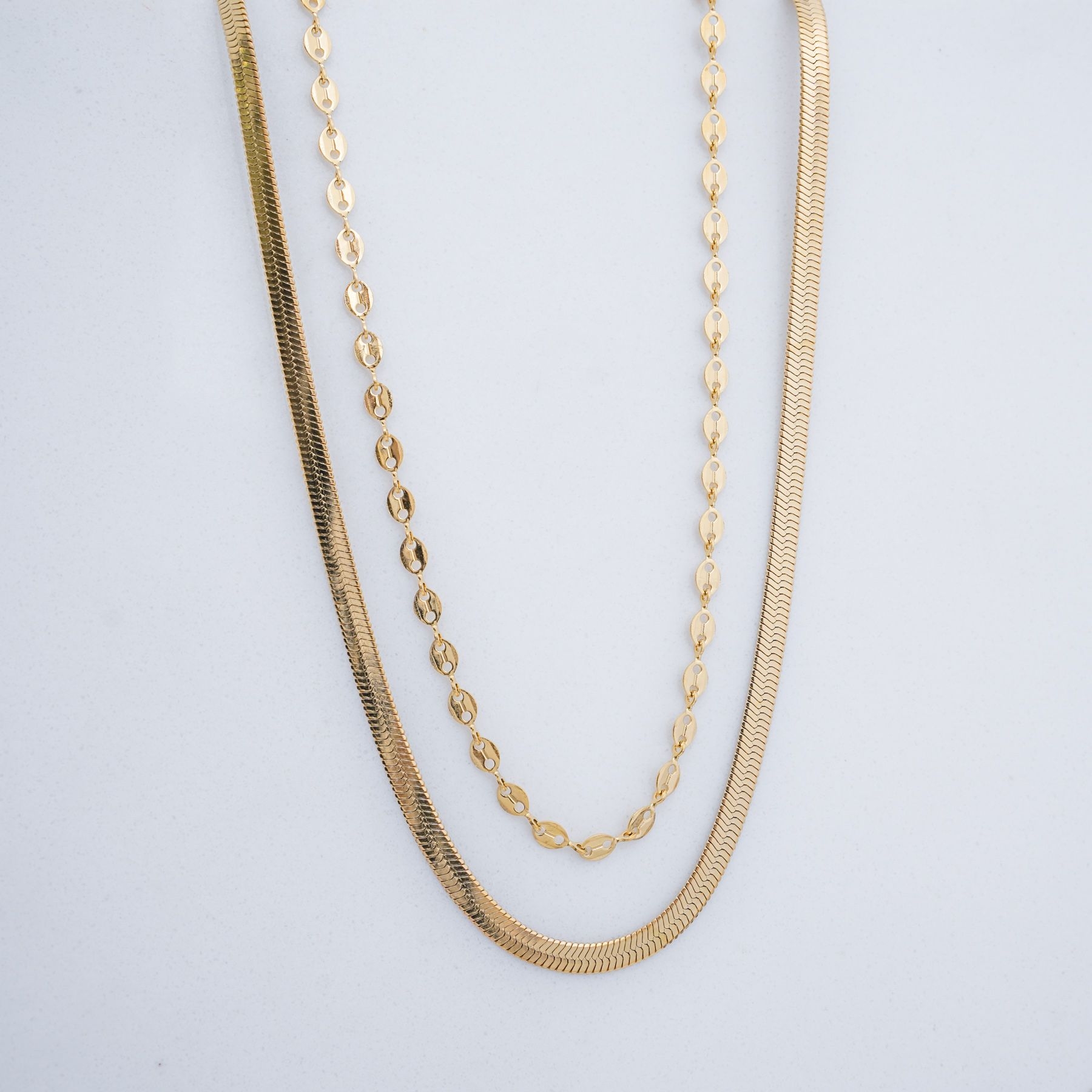 SELENE DOUBLE NECKLACE - GOLD ' - ' CHAINS