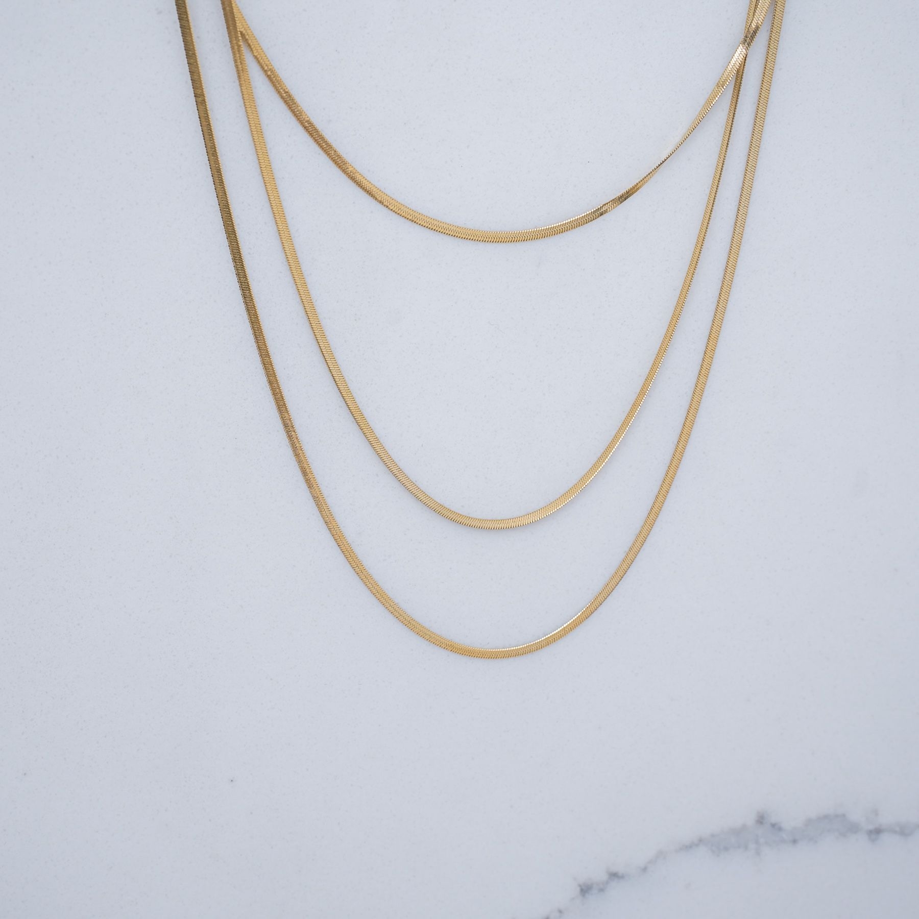 MALAYSIA TRIPLE CHAIN NECKLACE - GOLD ' - ' CHAINS