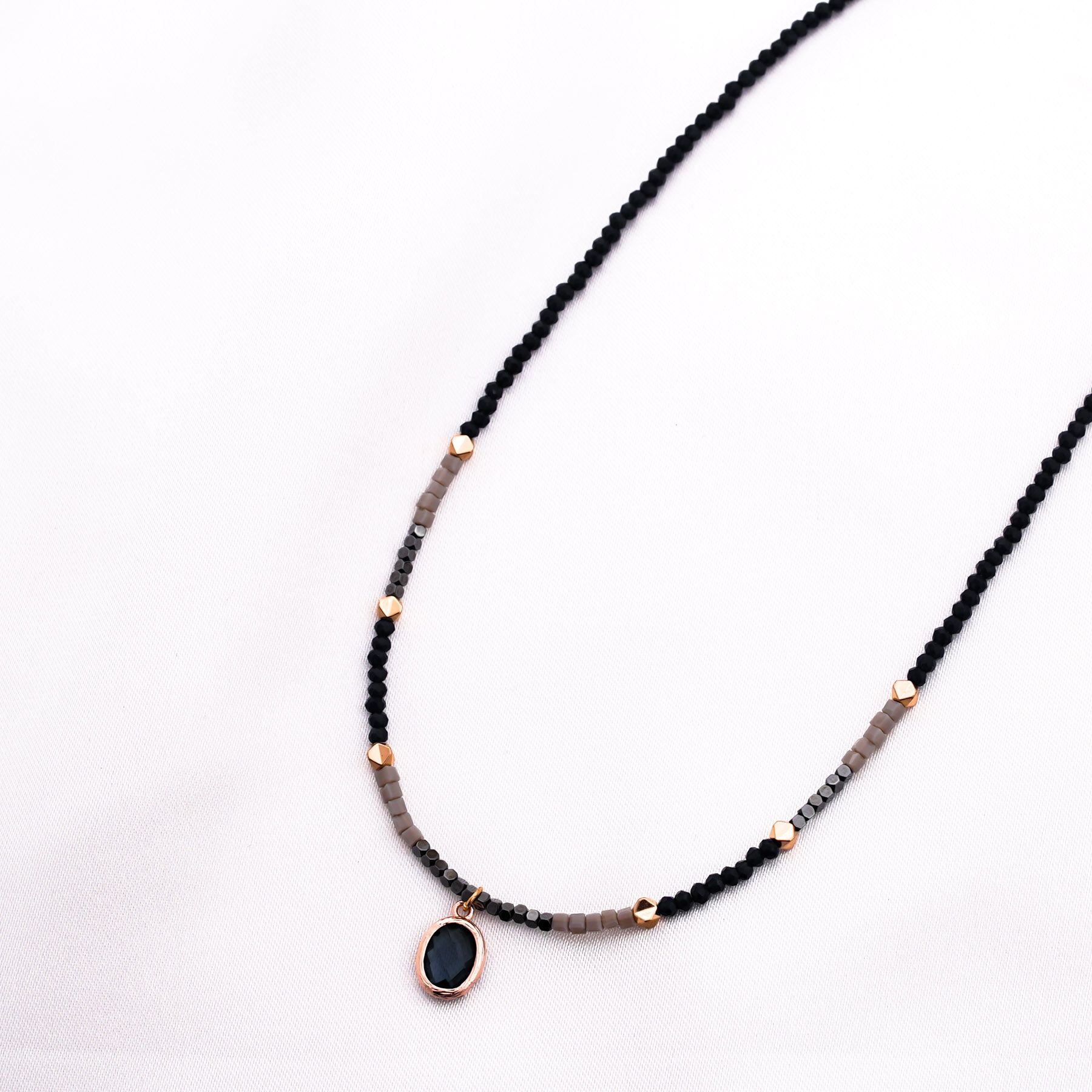 NADIA NECKLACE - BLUE & ROSE GOLD  ' - ' HANDMADE