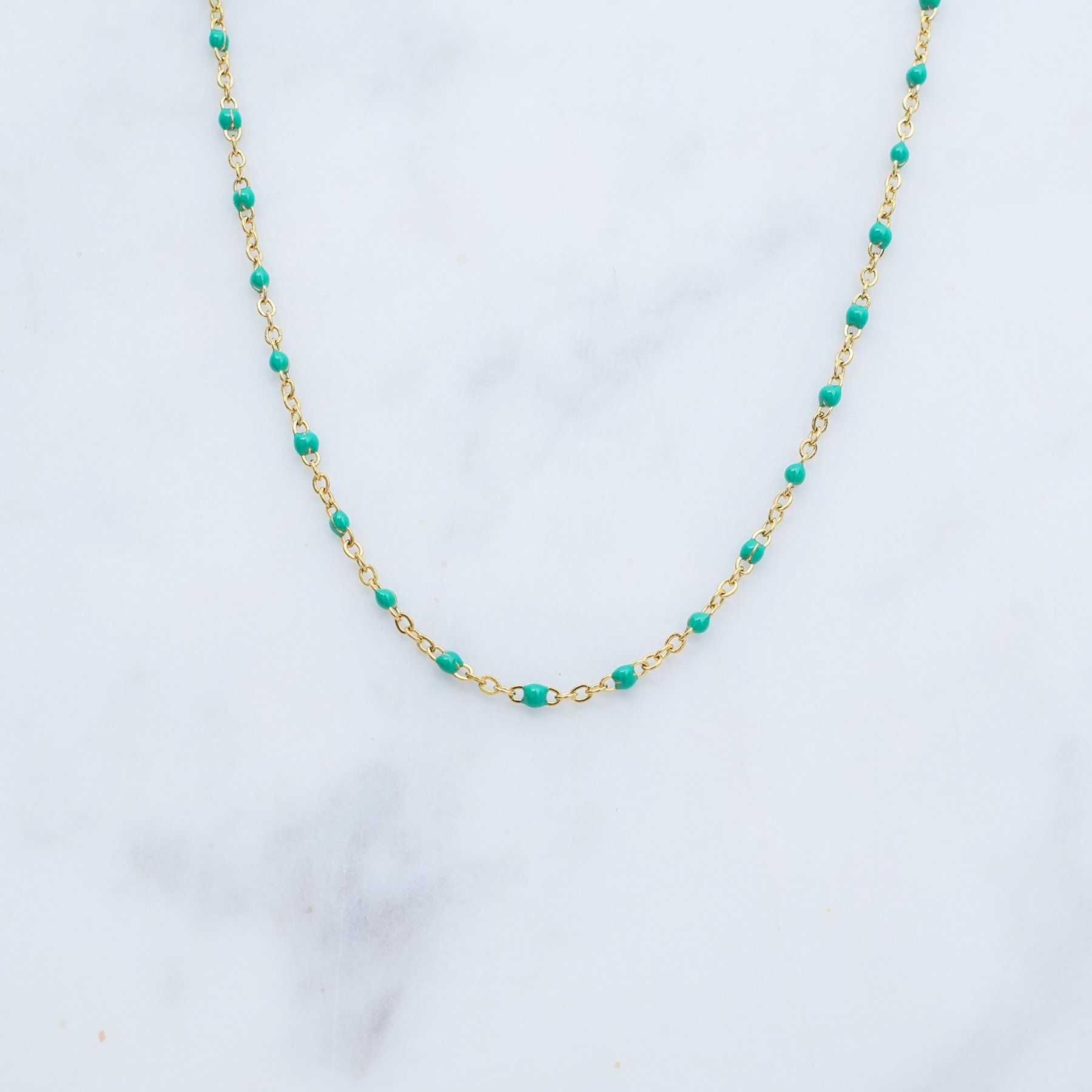 ROSE NECKLACE - GOLD & GREEN 
