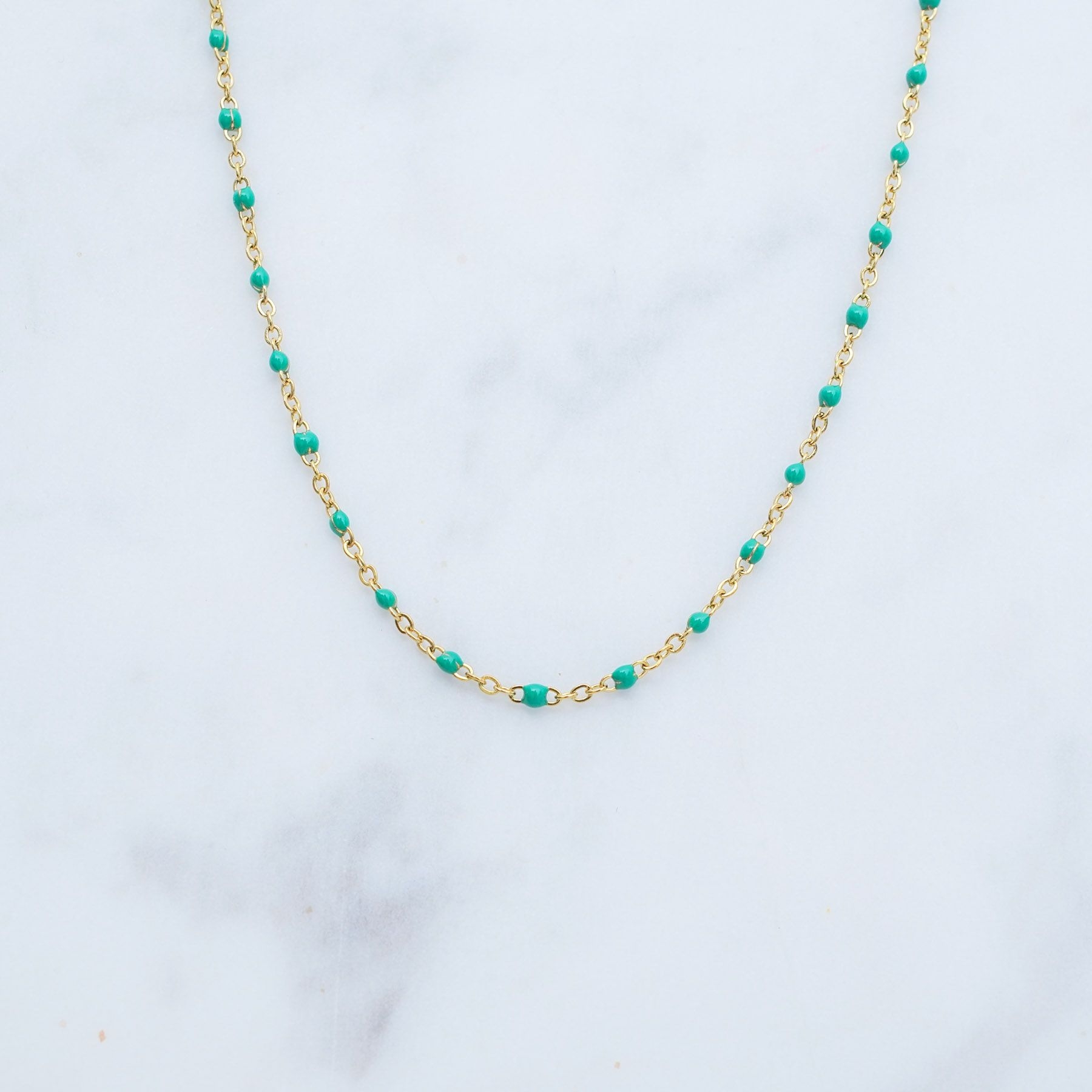 ROSE NECKLACE - GOLD & GREEN  ' - ' ROSE