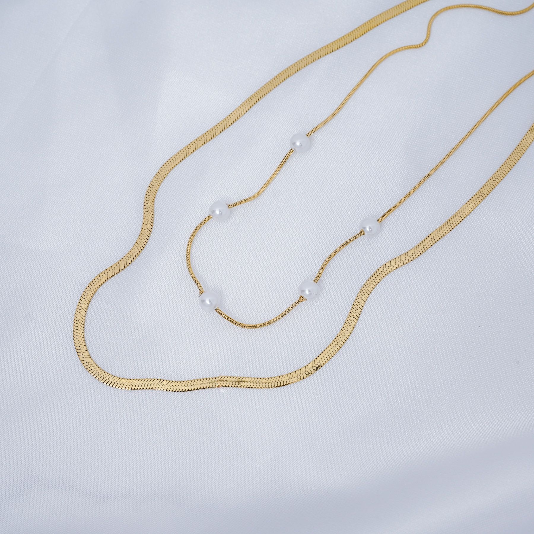 ELIZABELLA DOUBLE NECKLACE - GOLD ' - ' CHAINS