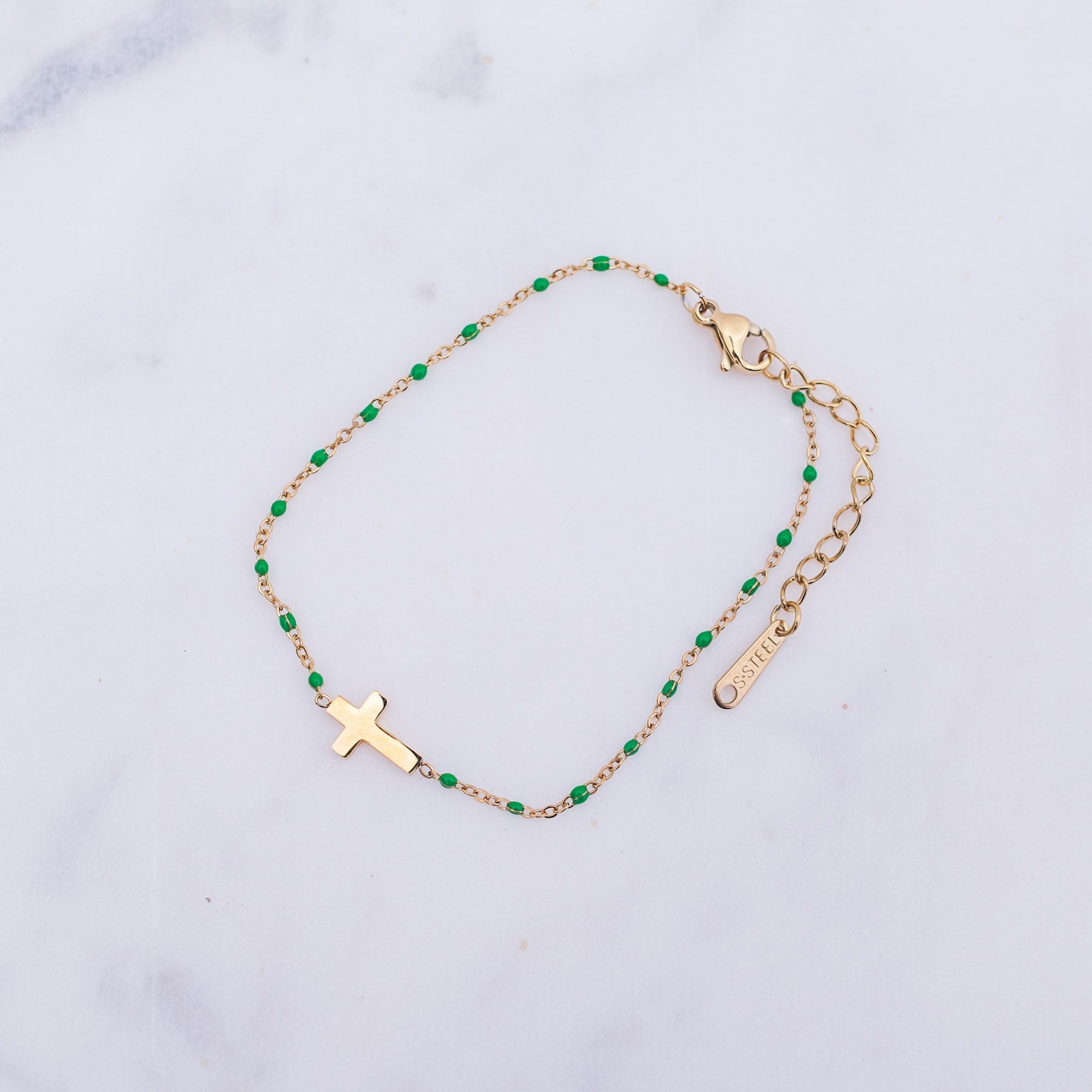 MELINA BRACELET - GOLD & GREEN ' - ' HAND