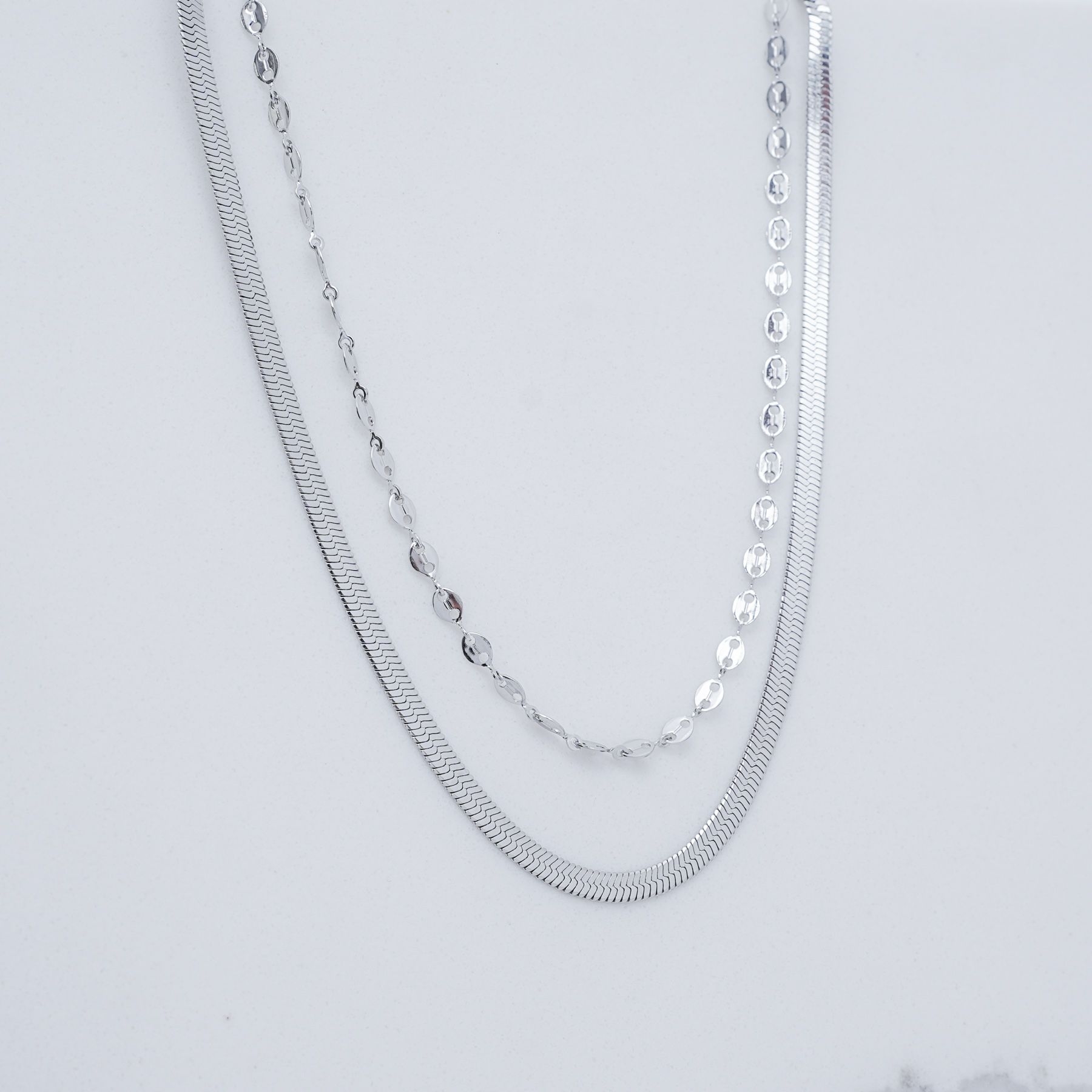 SELENE DOUBLE NECKLACE - SILVER ' - ' CHAINS