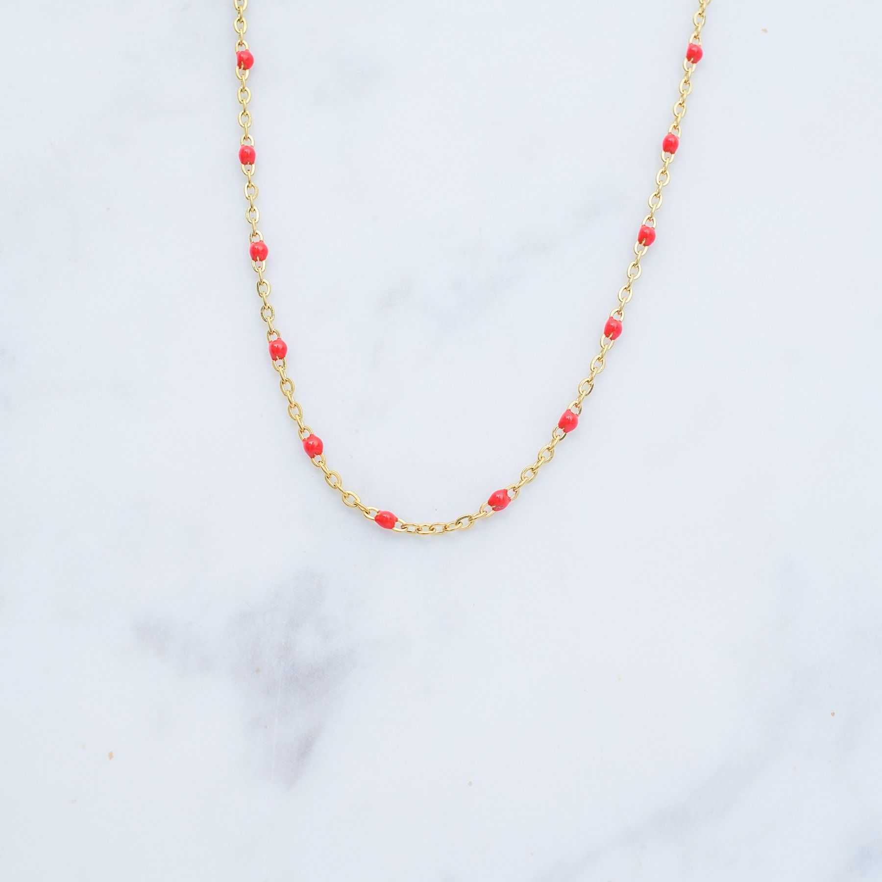 ROSE NECKLACE - GOLD &  RED