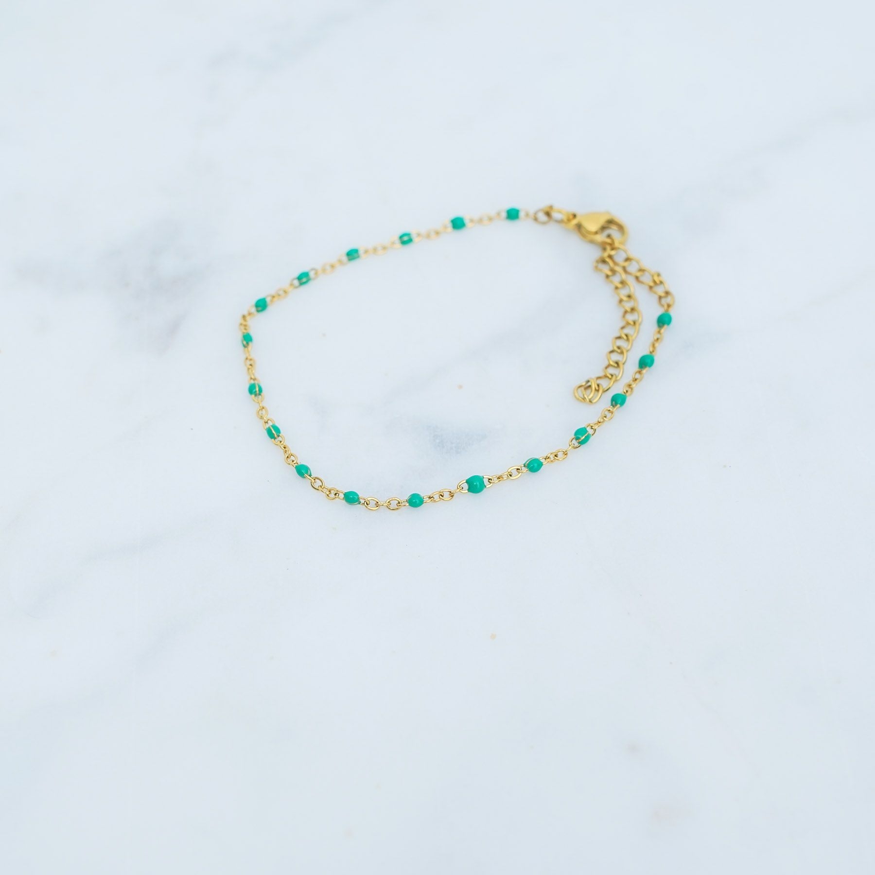 ROSE ANKLET - GOLD & GREEN ' - ' LEG