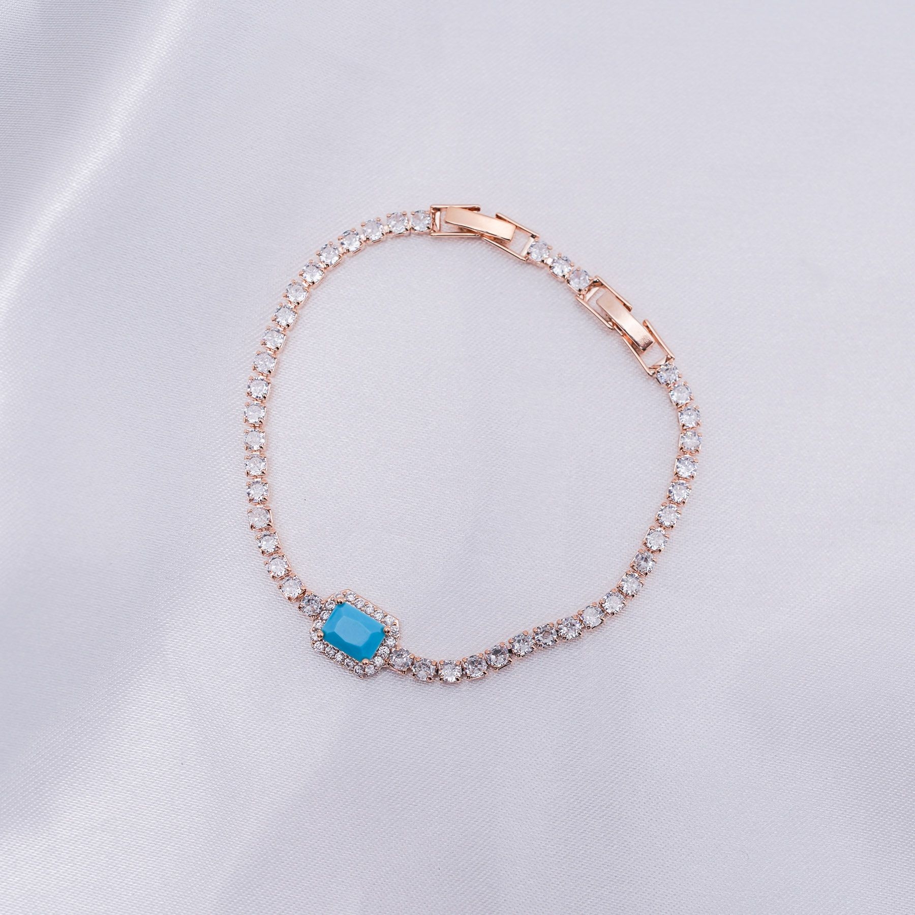 MARQUISE BRACELET - ROSE GOLD & LIGHT BLUE ' - ' HAND