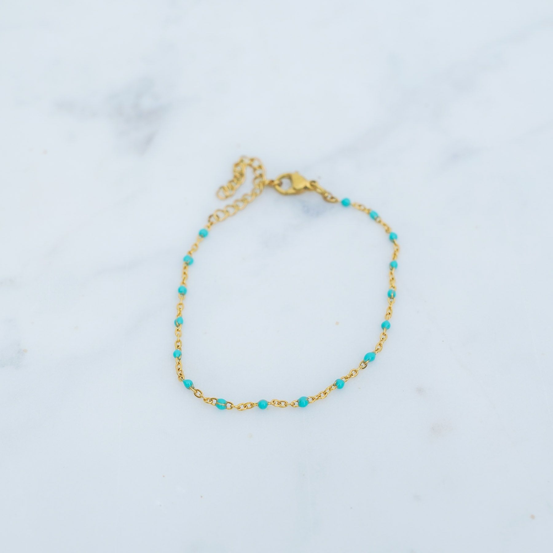 ROSE ANKLET - GOLD & TURQUOISE ' - ' LEG