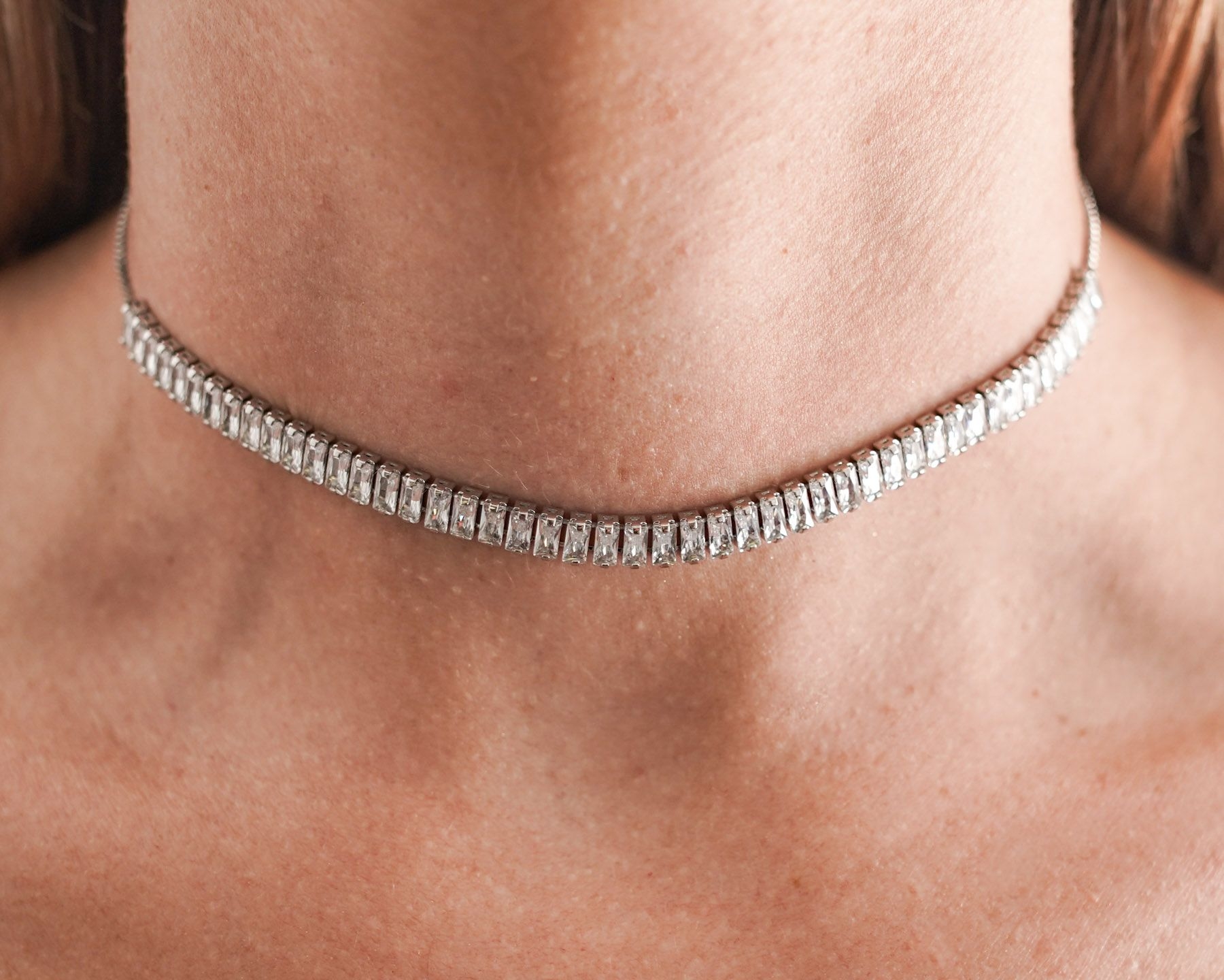 LILLIAN CHOKER NECKLACE - SILVER ' - ' CHOKER