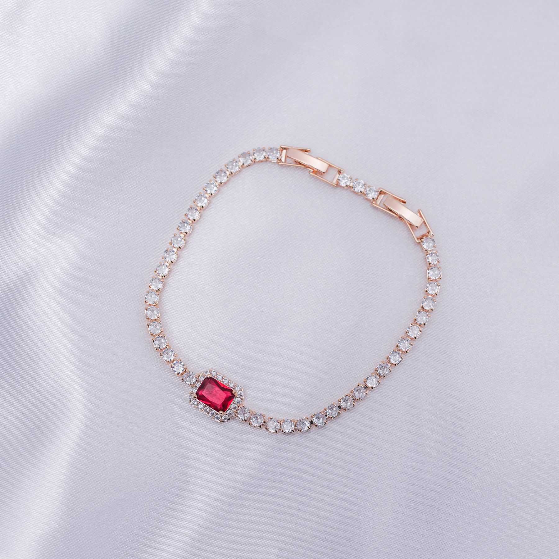 MARQUISE BRACELET - ROSE GOLD & RED