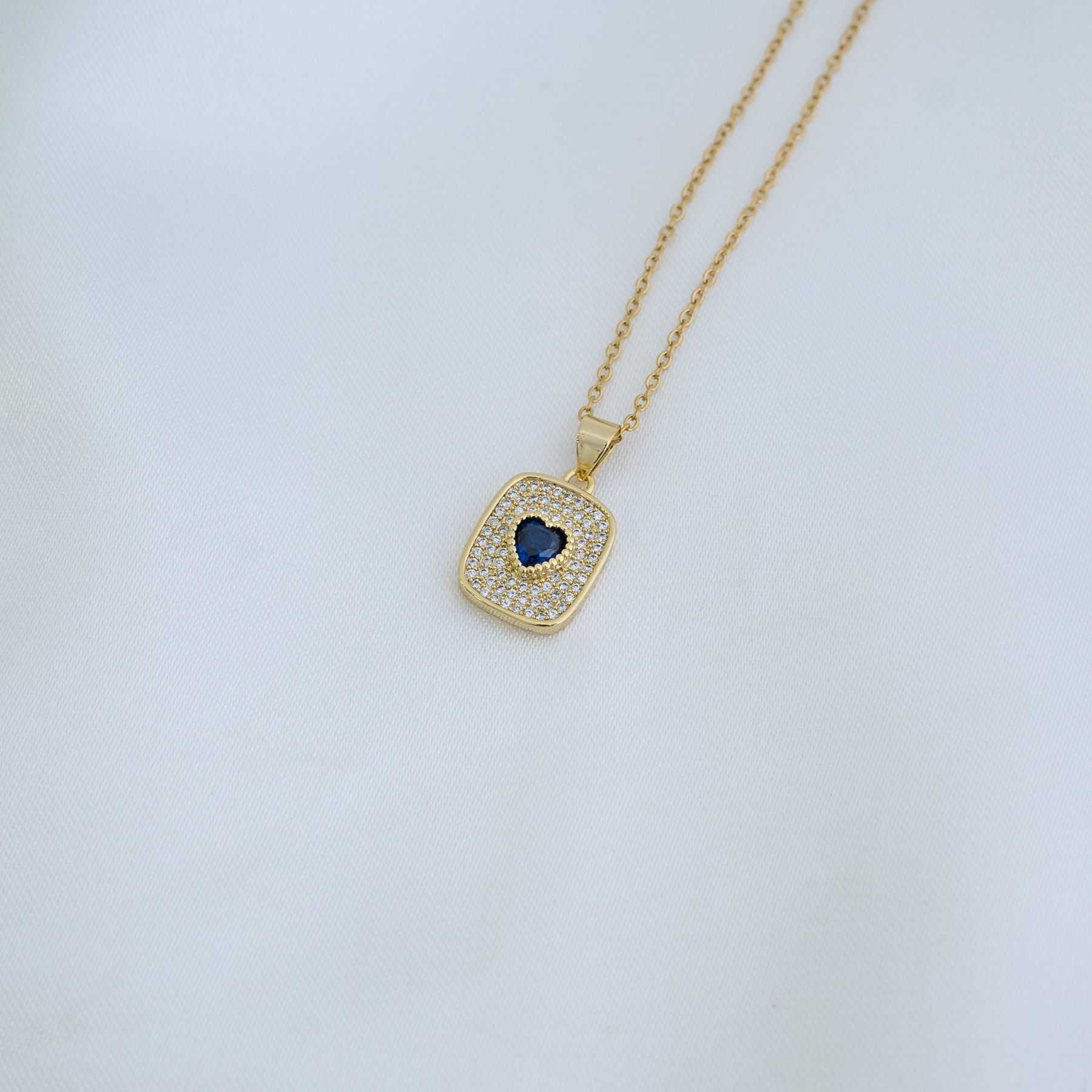 I LOVE YOU NECKLACE - GOLD & BLUE