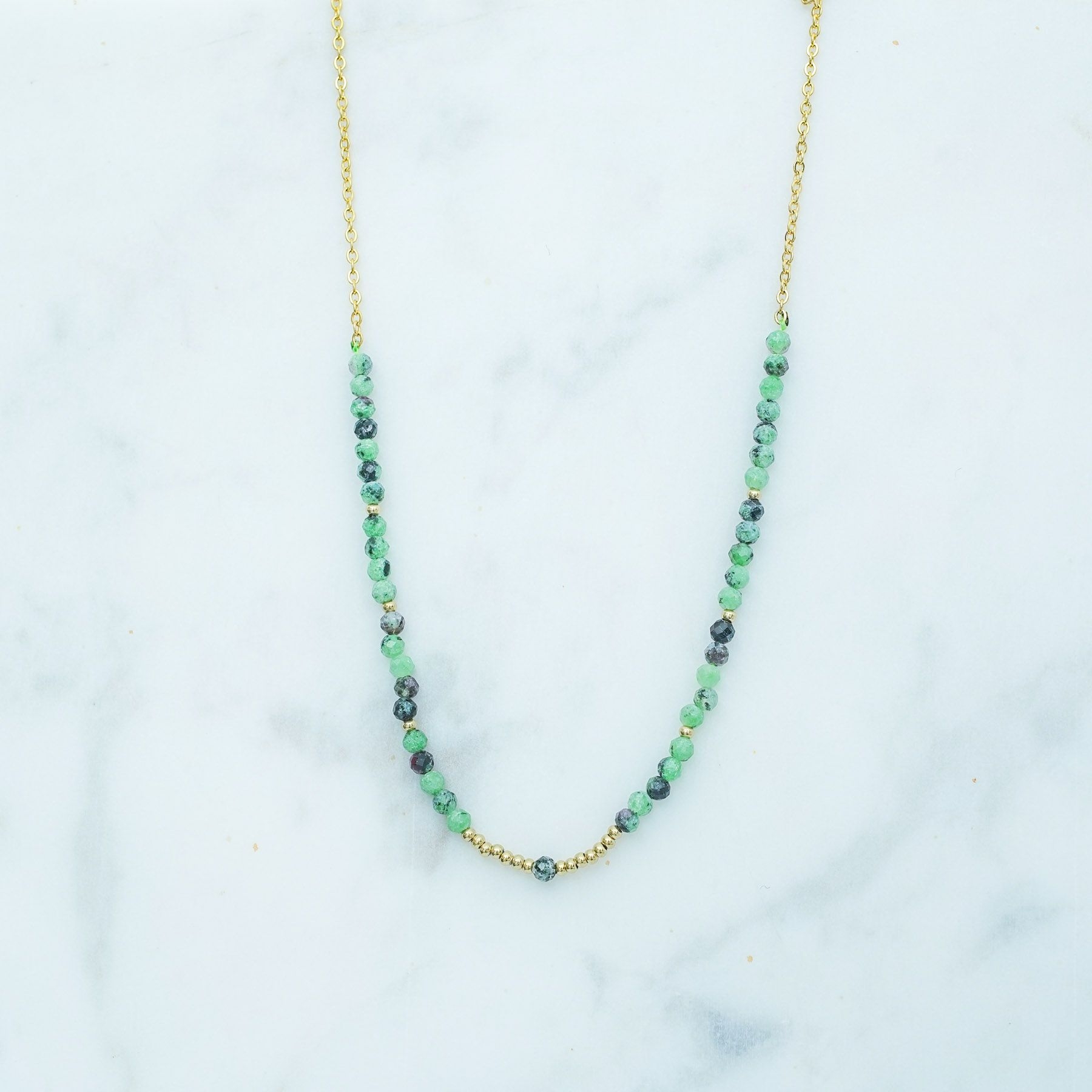 MALDIVES NECKLACE - GOLD & GREEN ' - ' ΜΕΝΤΑΓΙΟΝ