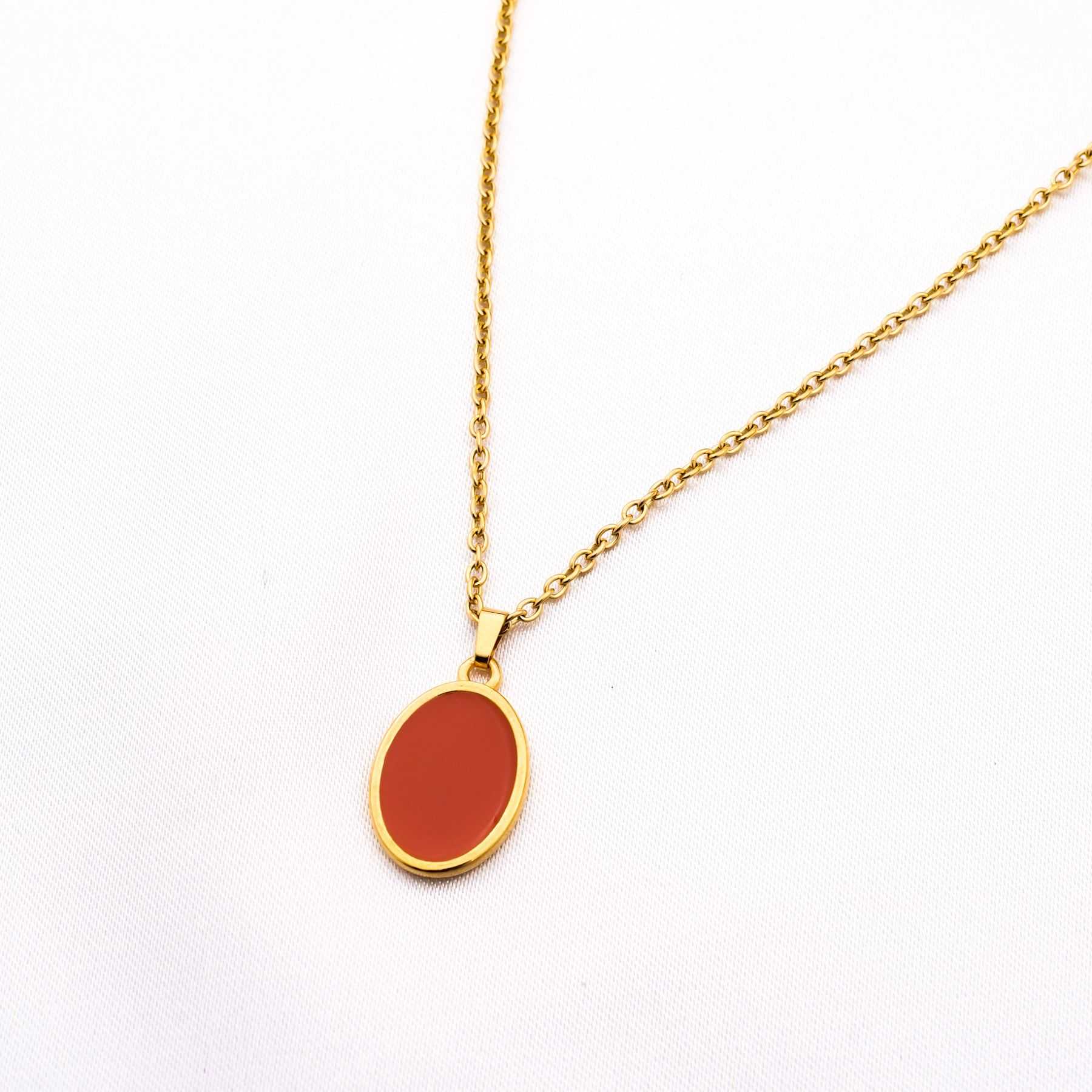 MIRROR NECKLACE - GOLD & RED