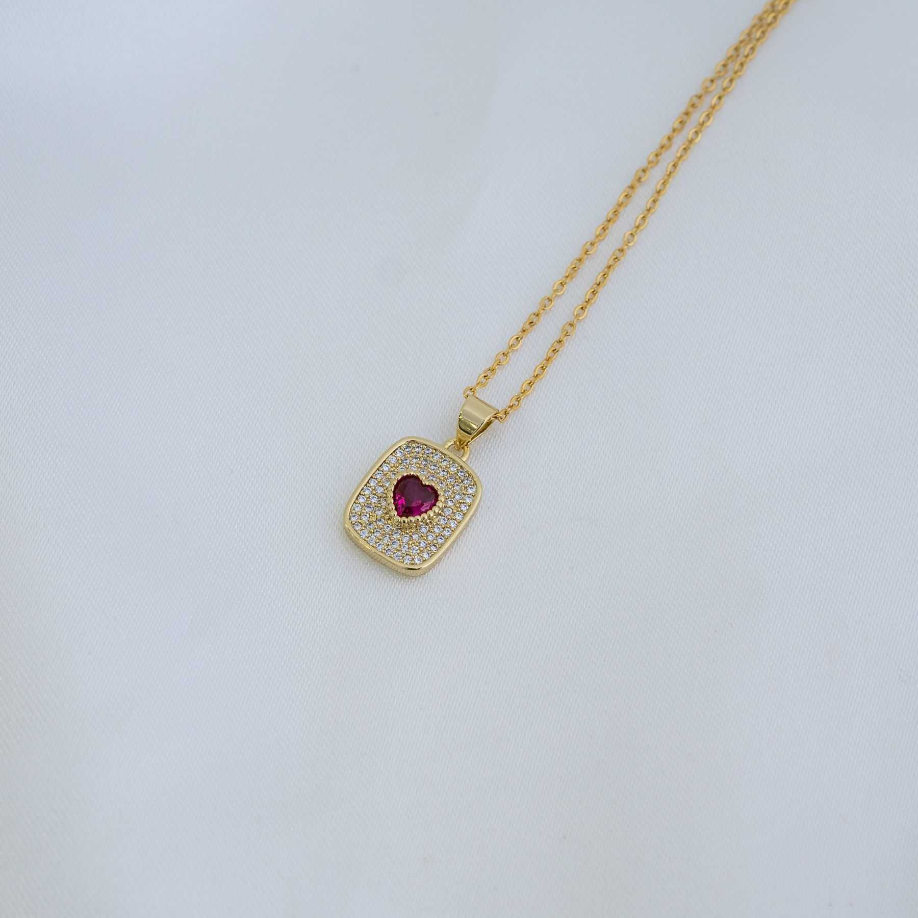 I LOVE YOU NECKLACE - GOLD & RED