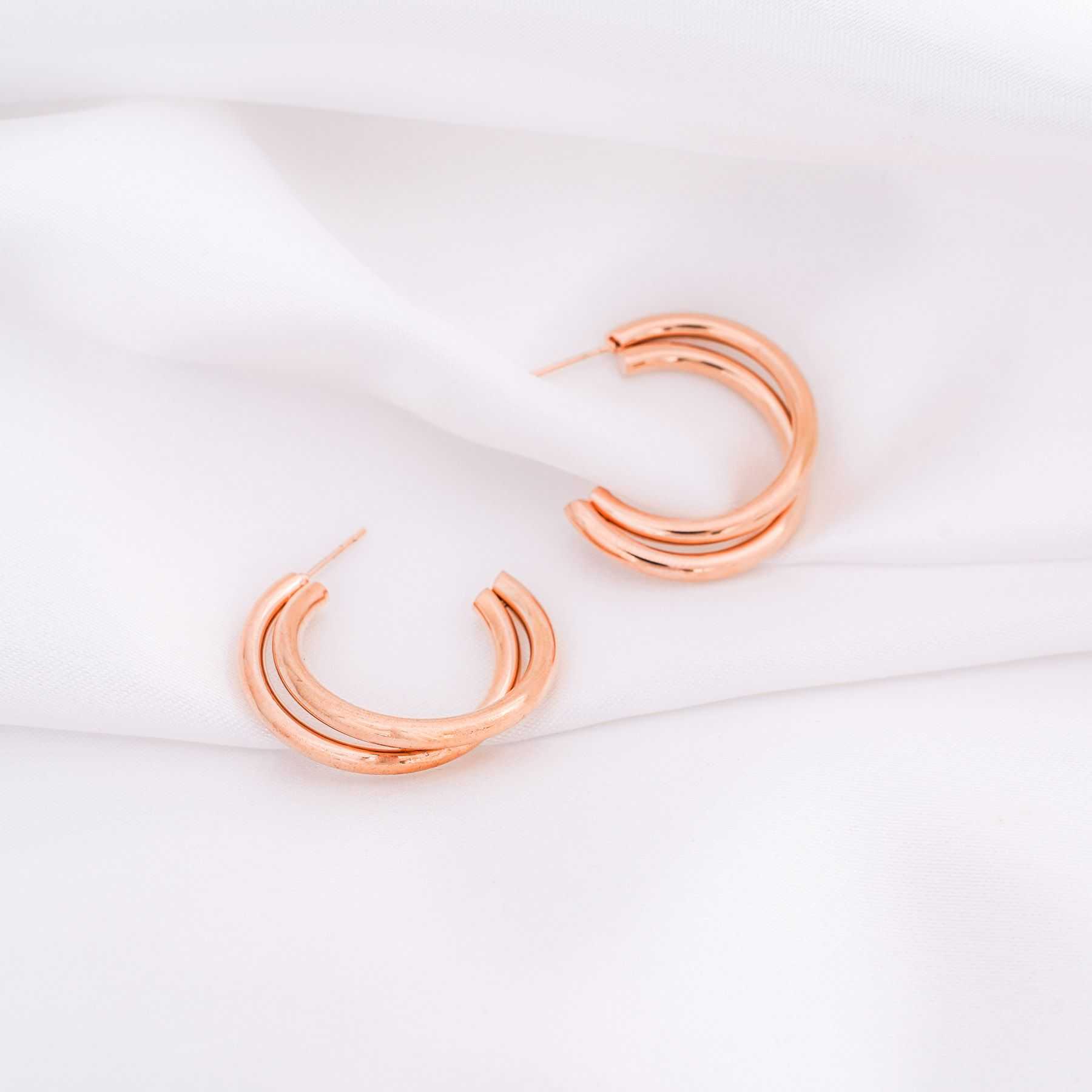 MILOS DOUBLE HOOPS - ROSE GOLD 