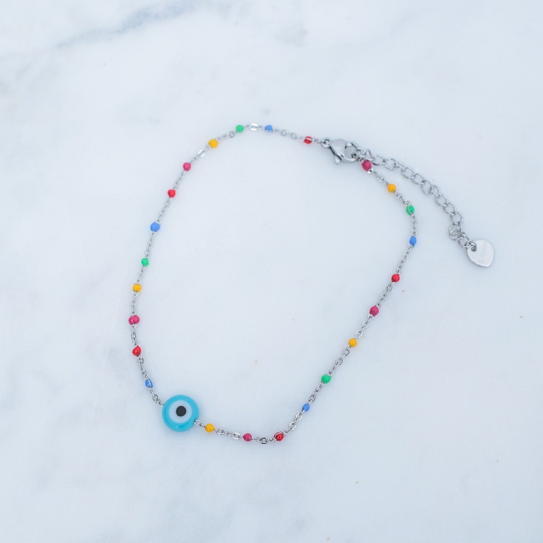 ELYSIAN ANKLET - COLOURFUL SILVER ' - ' ΠΟΔΙΟΥ