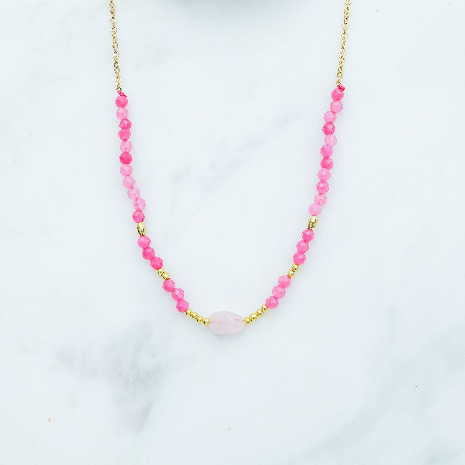 HAWAII NECKLACE - GOLD & FUCHSIA ' - ' ΜΕΝΤΑΓΙΟΝ
