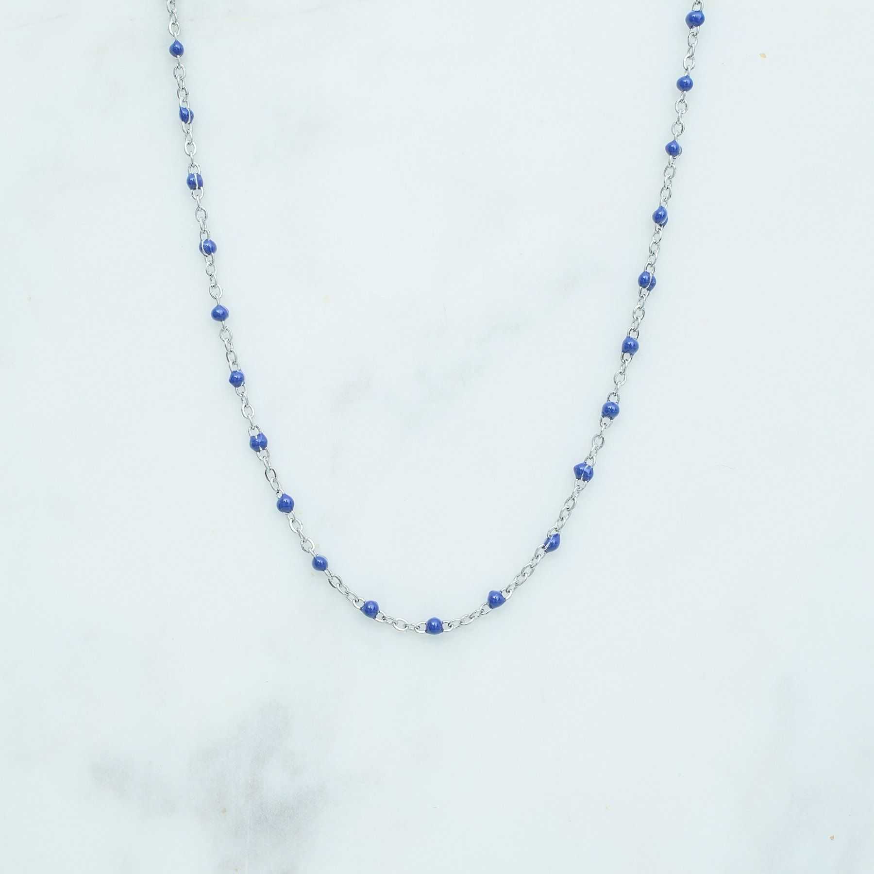 ROSE NECKLACE - SILVER &  BLUE