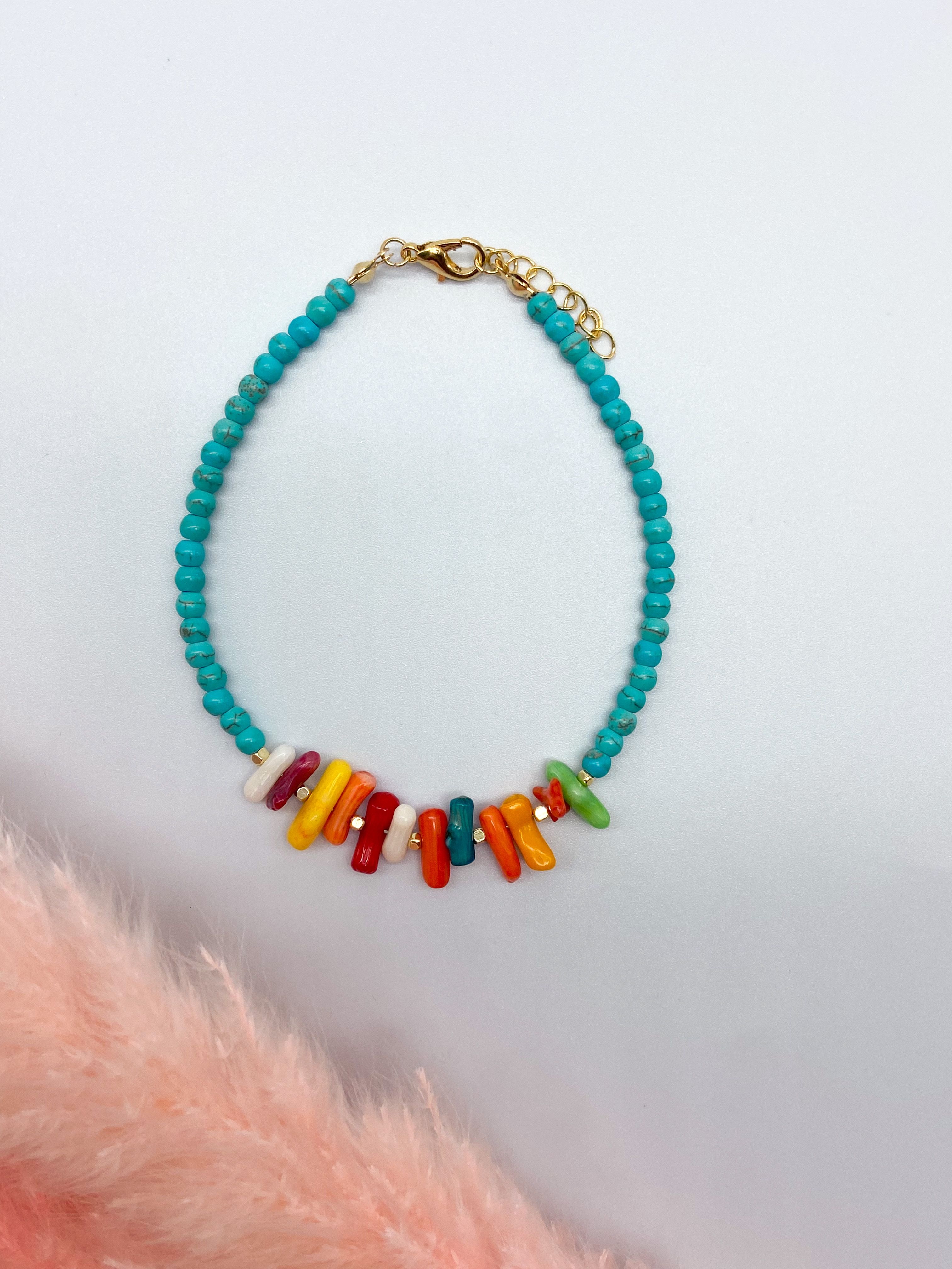 CORAL ANKLET - COLOURFUL BLUE  ' - ' ΠΟΔΙΟΥ