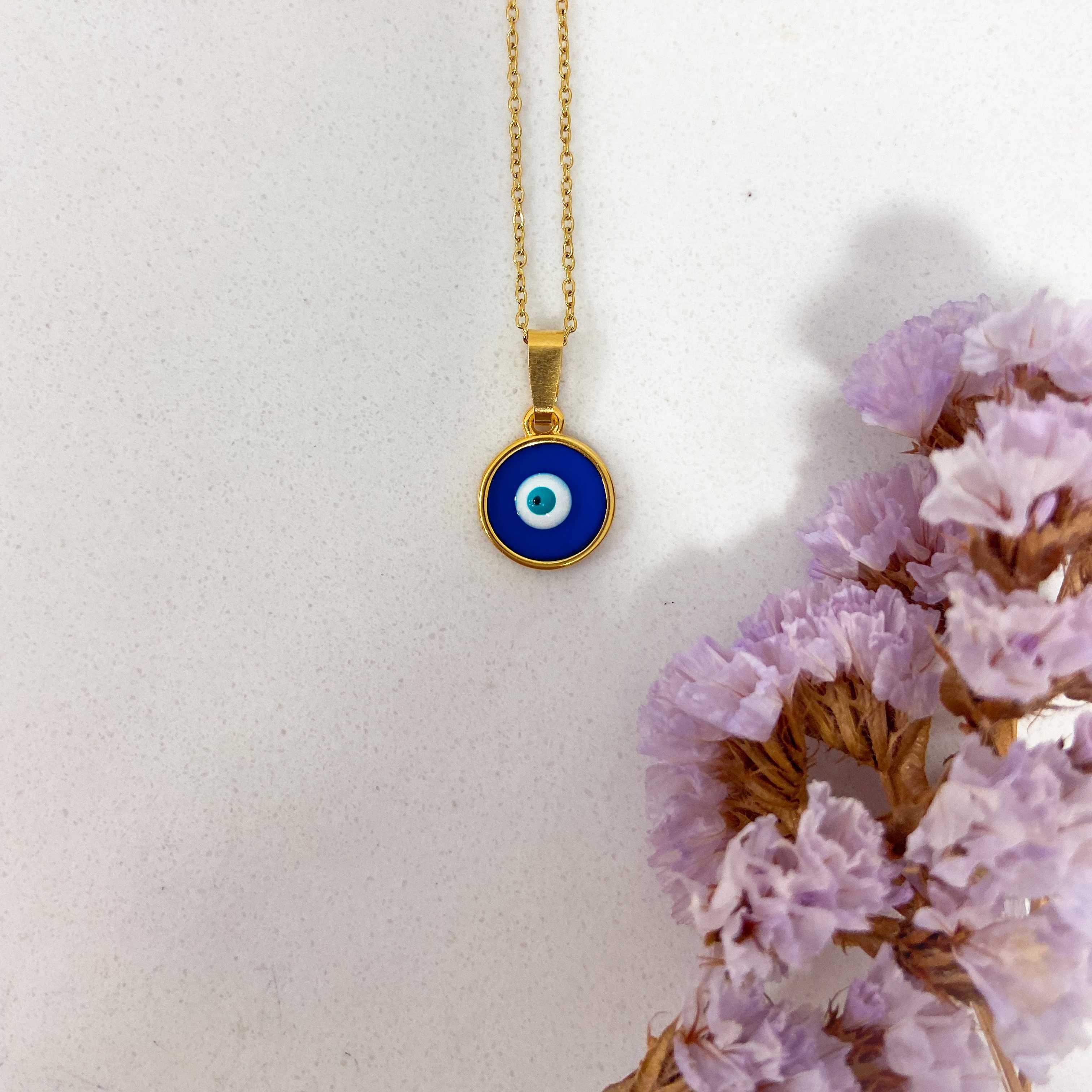 LUCKY CHARM NECKLACE - GOLD & BLUE