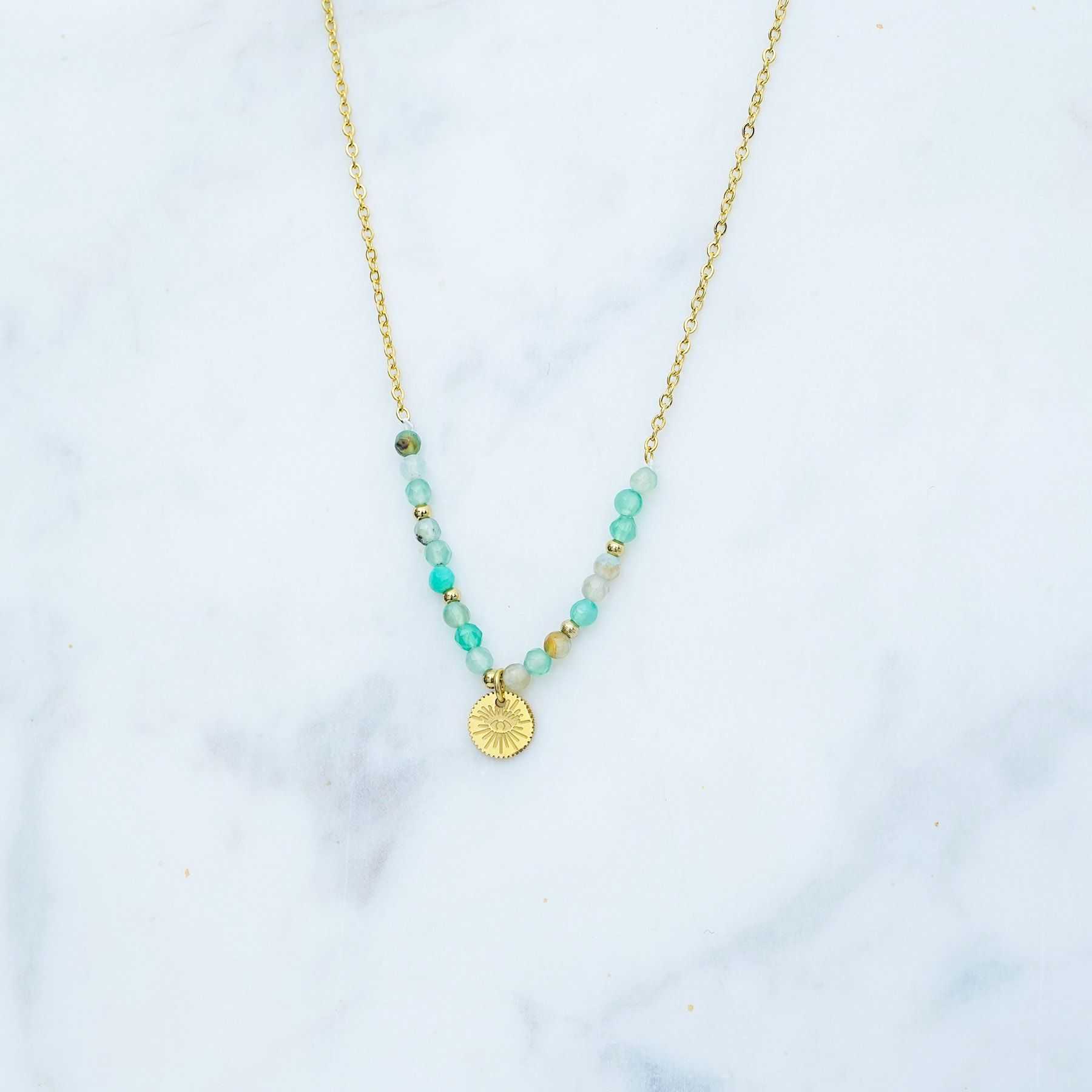 BALI NECKLACE - GOLD & LIGHT GREEN