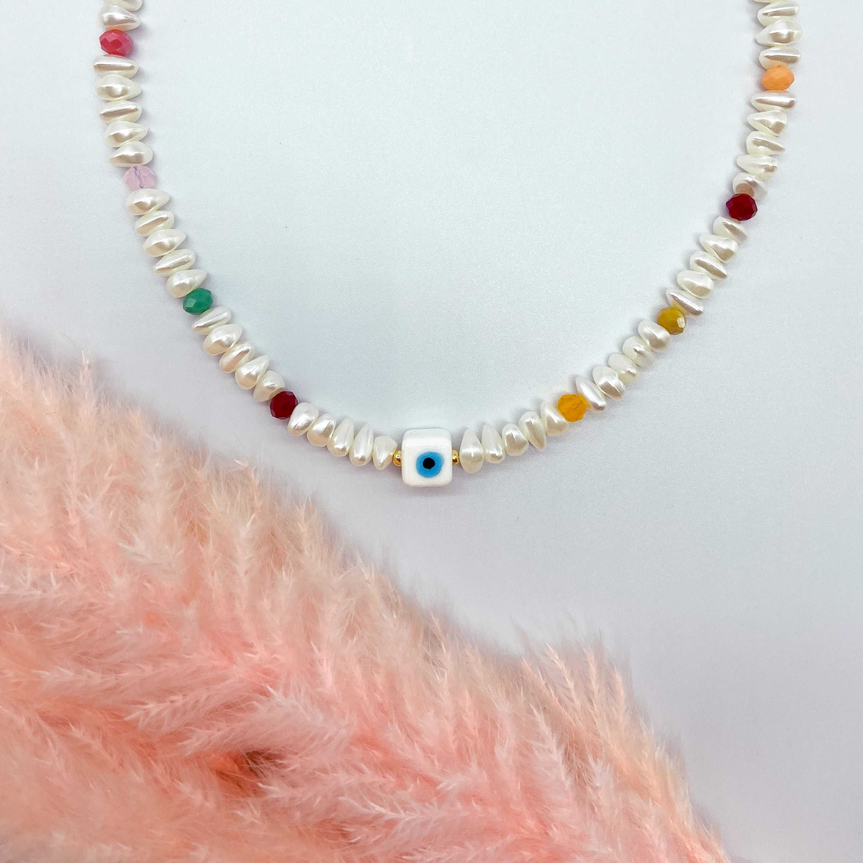 FLORES NECKLACE - COLOURFUL WHITE 