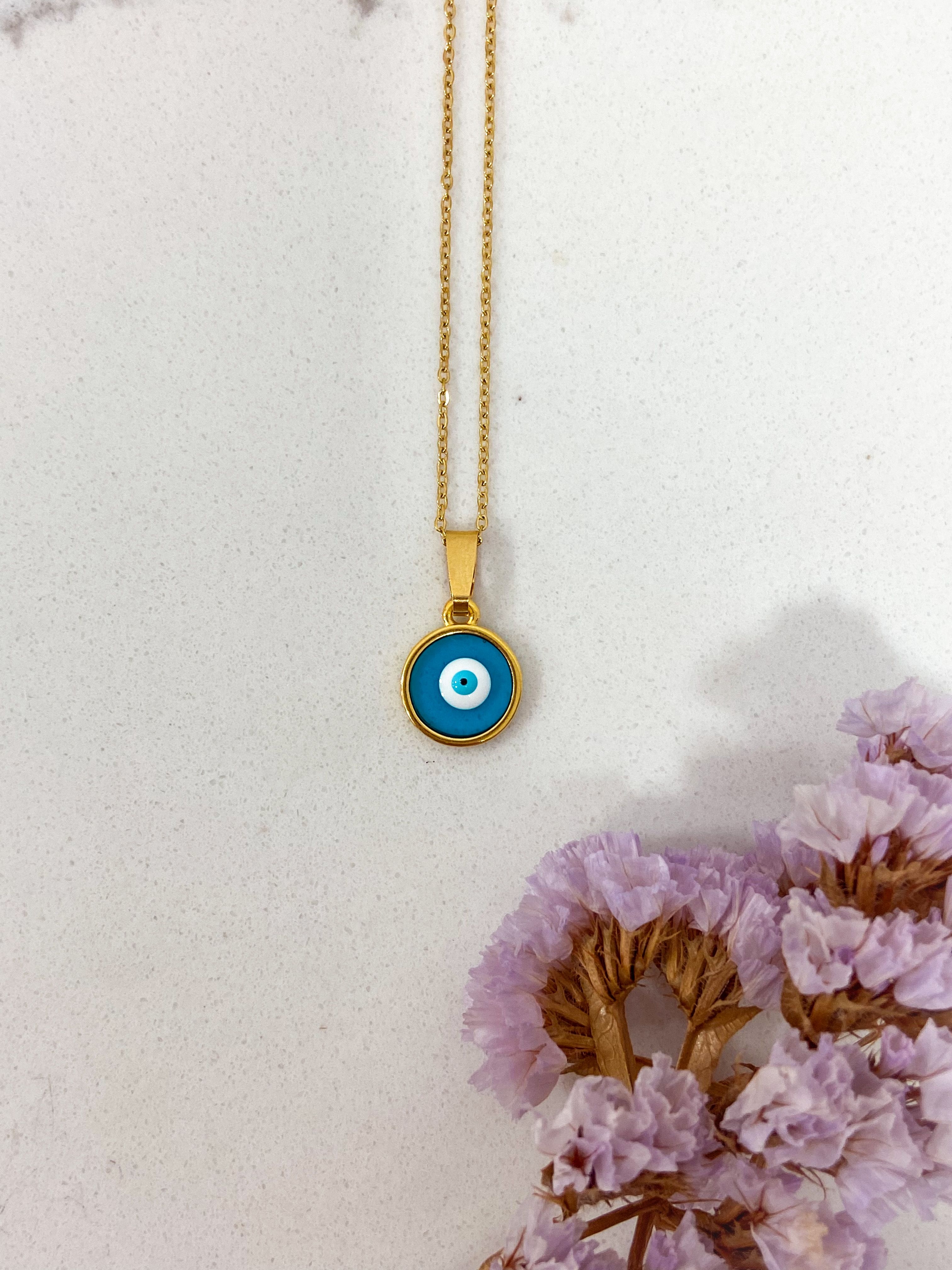 LUCKY CHARM NECKLACE - GOLD & TURQUOISE ' - ' ΜΕΝΤΑΓΙΟΝ