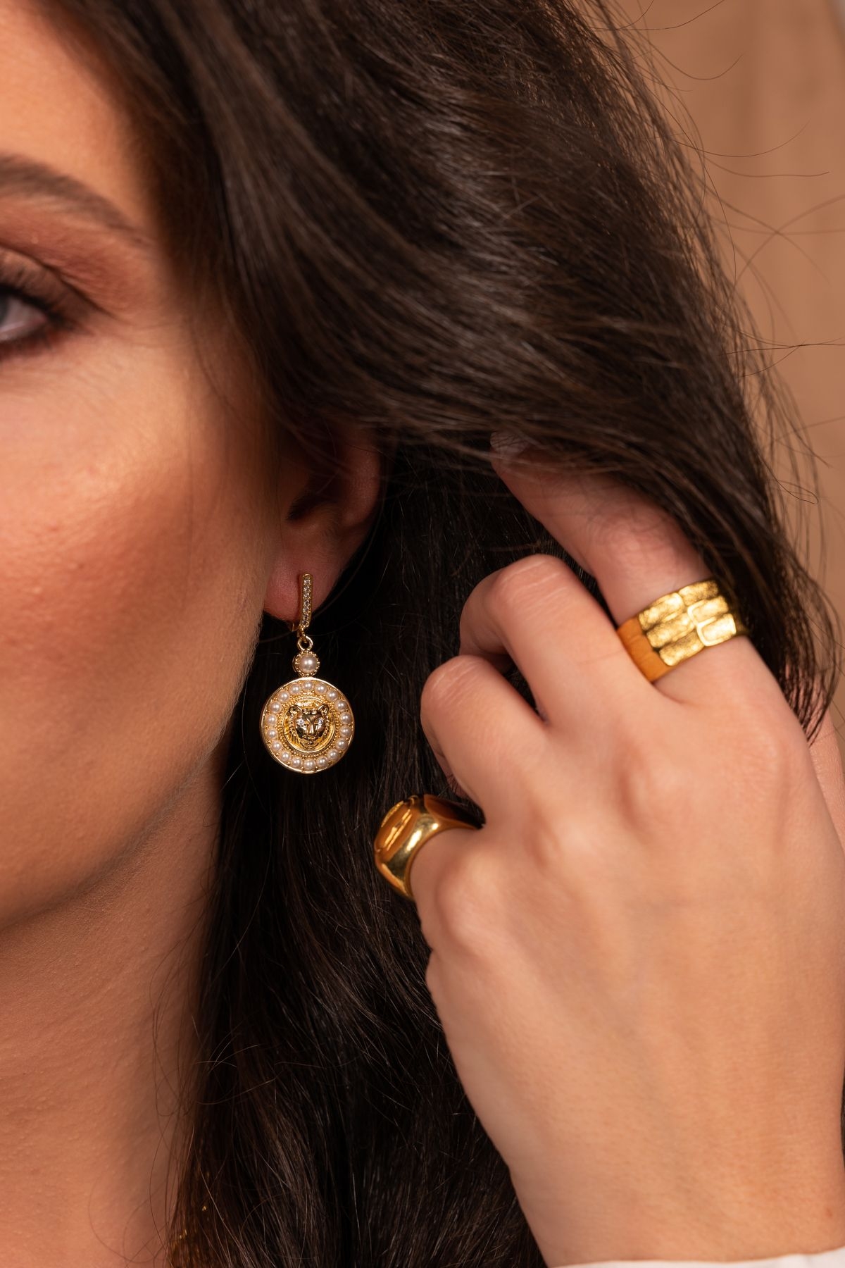 KING OF THE JUNGLE EARRINGS - GOLD ' - ' ΚΡΕΜΑΣΤΑ