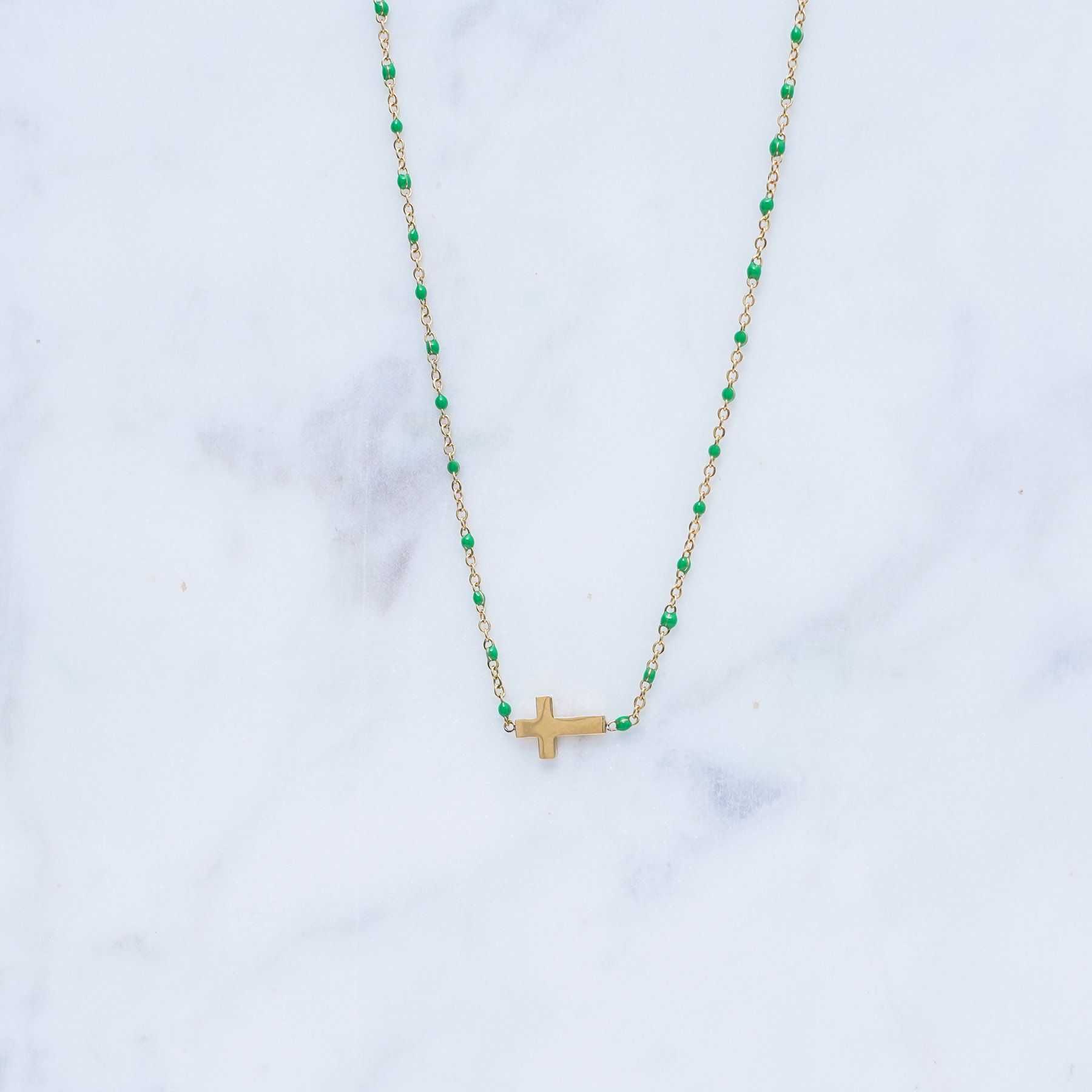 MELINA NECKLACE - GOLD  & GREEN